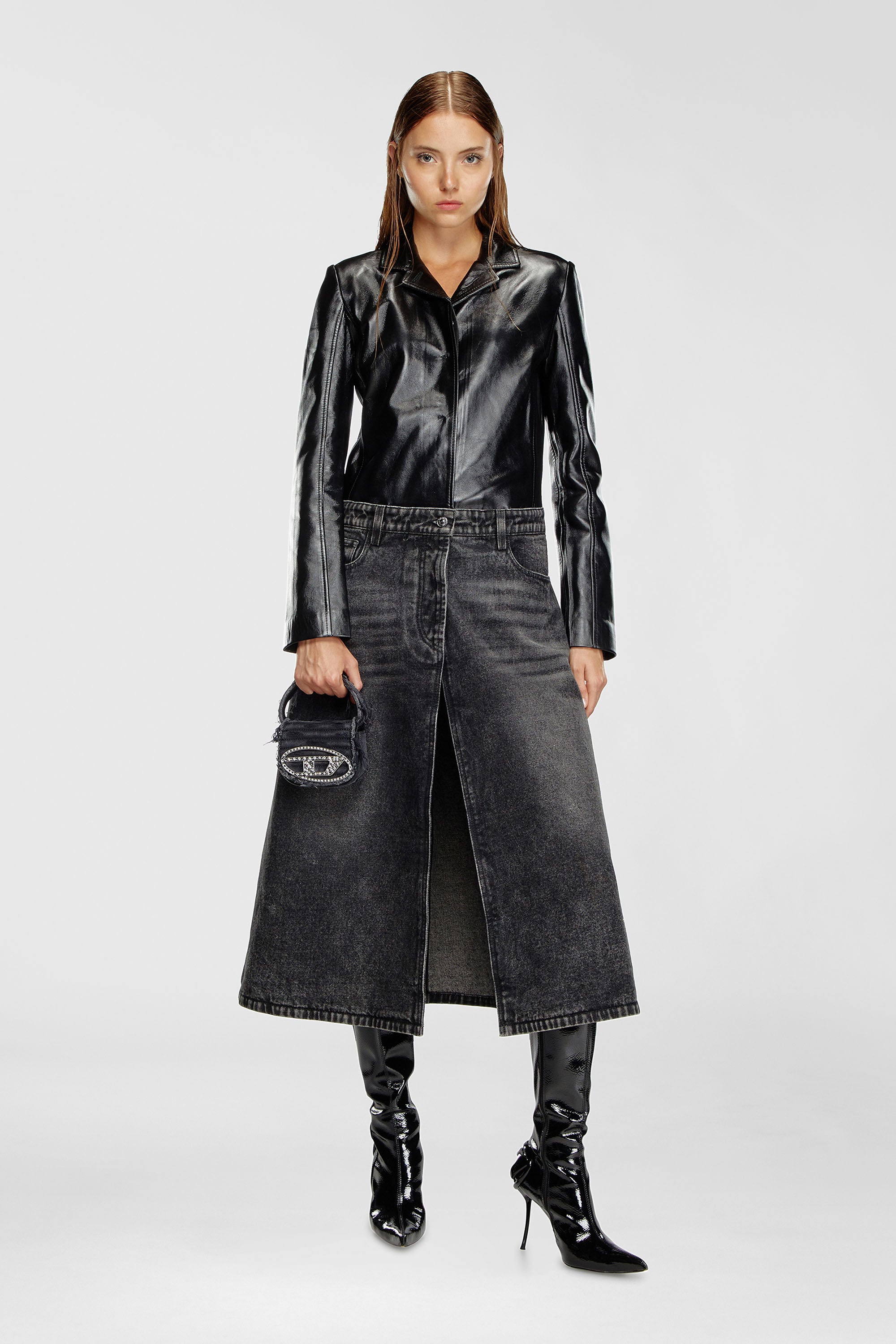 Diesel - 1DR XS, 1DR XS-Mini sac embl&eacute;matique en toile et cuir Femme in Noir - 2