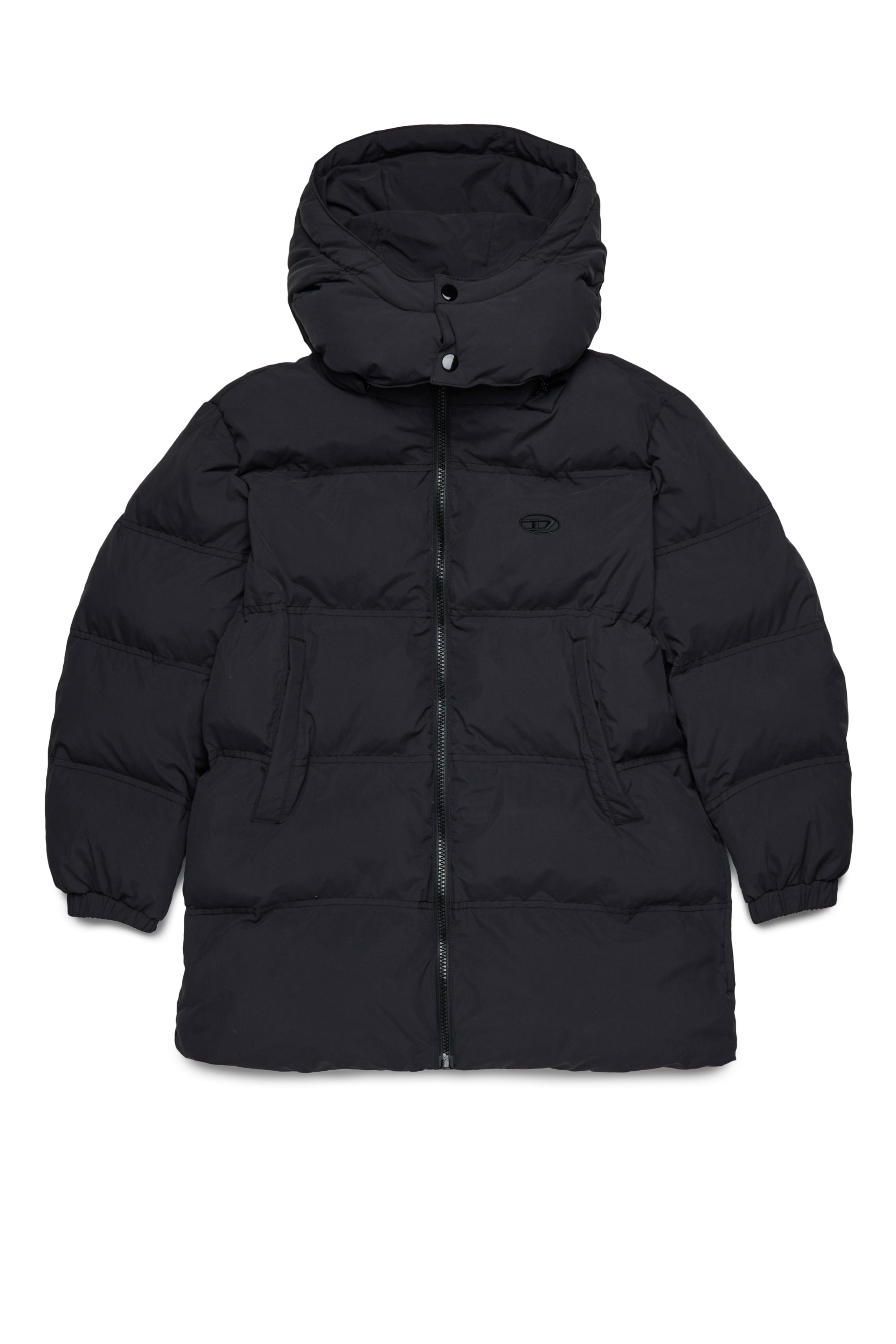 Diesel - JWRAVEELLONG, Veste longue en nylon avec capuche Mixte in Noir - 1