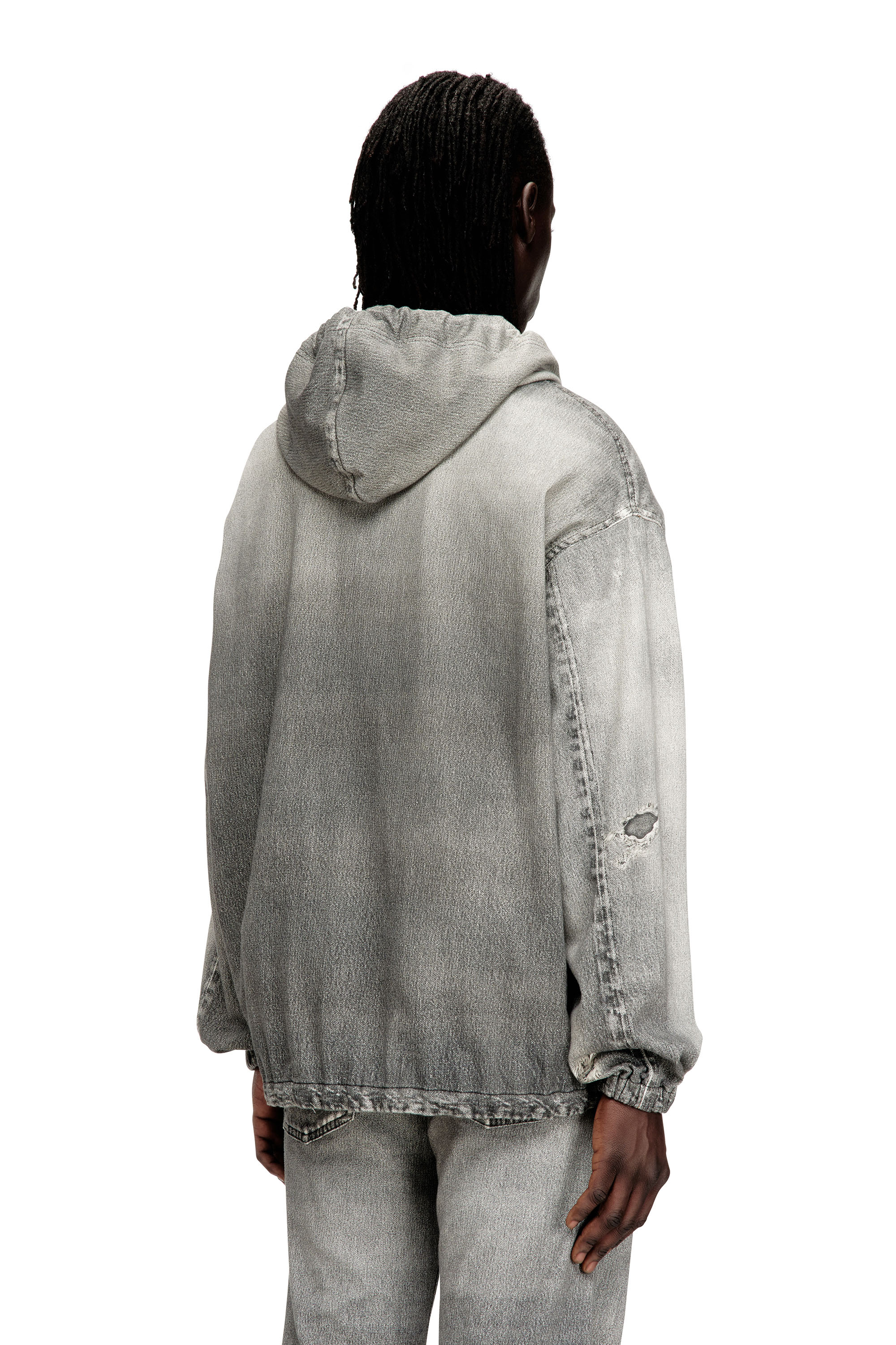 Diesel - D-WYNNY JOGG, Veste à capuche en trompe-l'œil JoggJeans Homme in Gris - 4