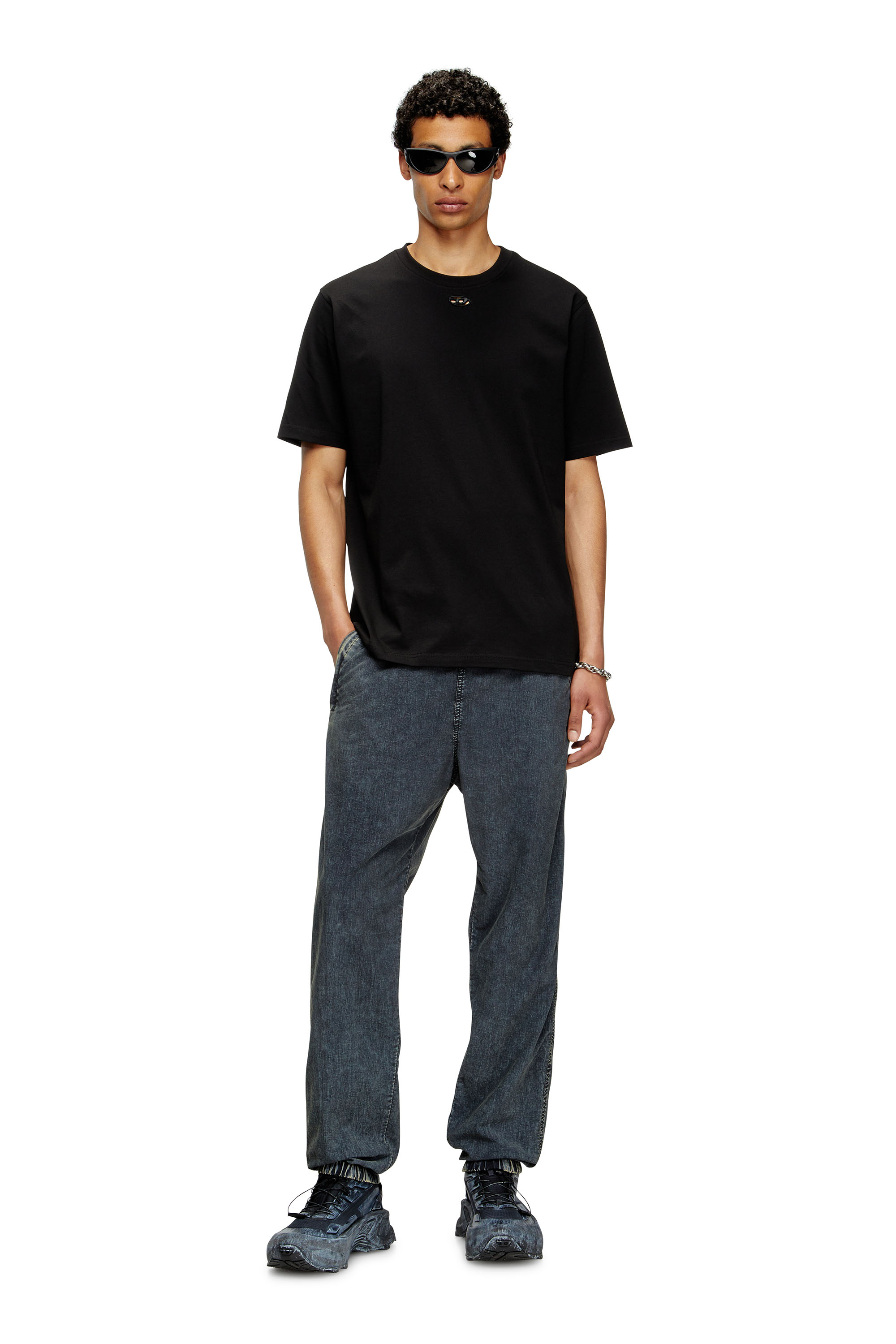 Diesel - T-ADJUST-MAREY, Man's T-shirt with cut-out Oval D in Black - 1