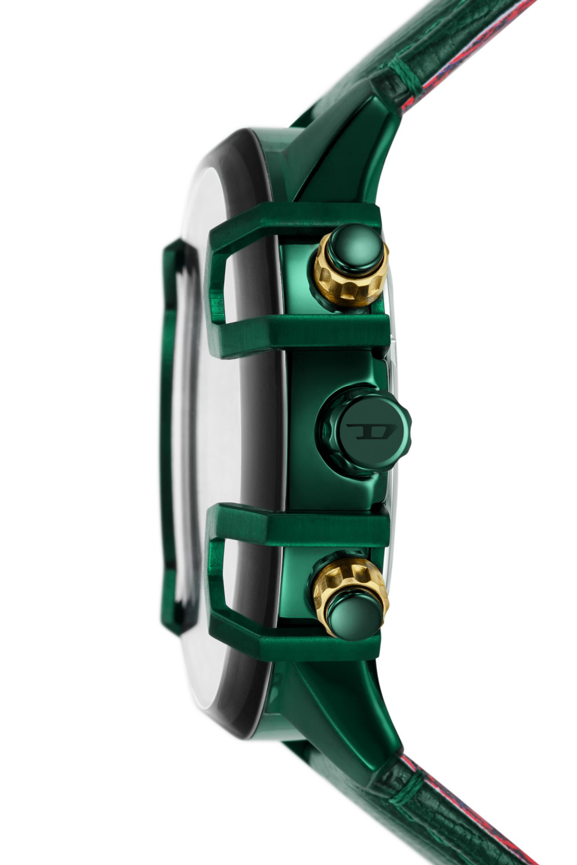 Diesel - DZ4651, Montre chronographe Griffed en cuir vert Homme in Vert - 3