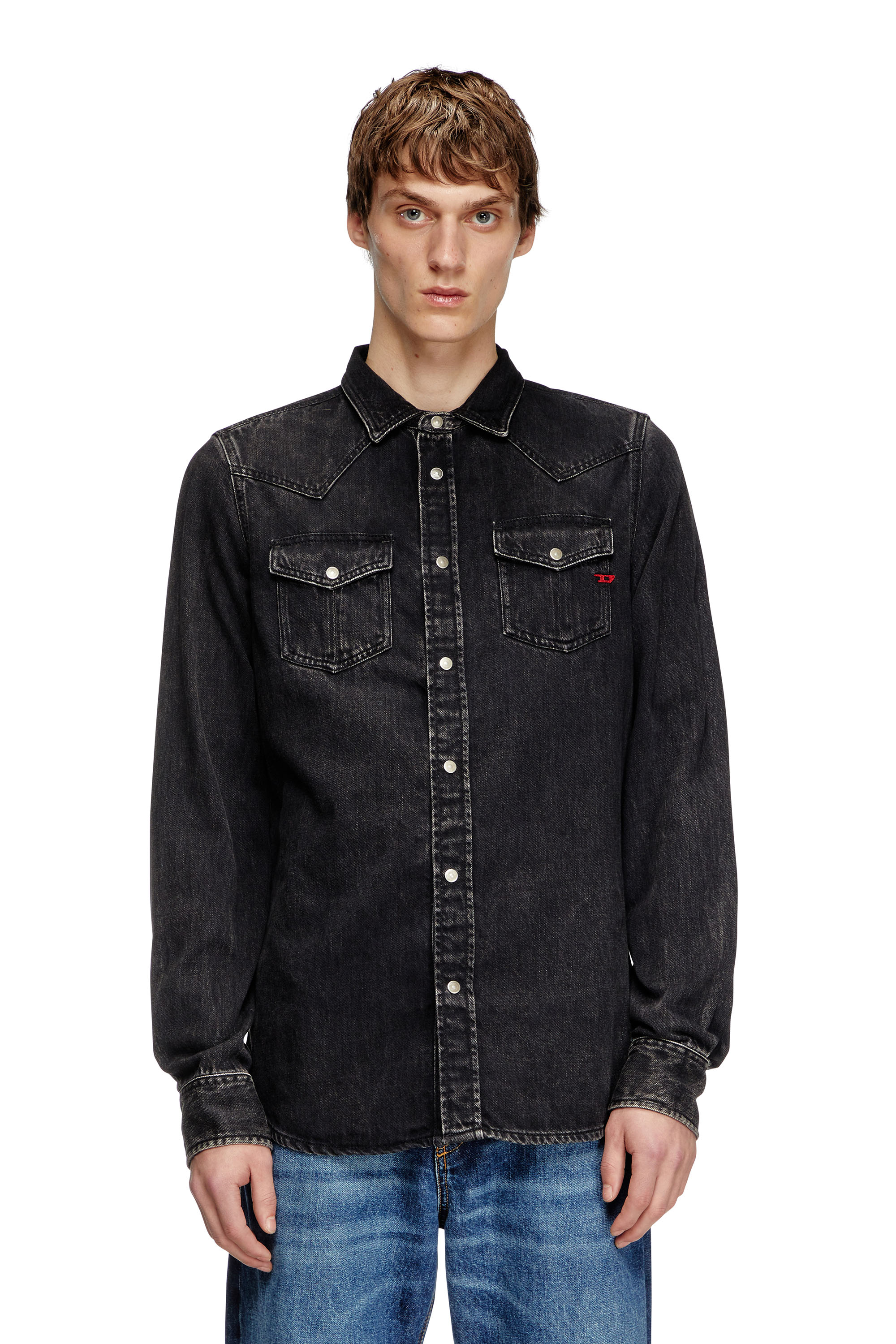 Diesel - D-VEGA, Surchemise en denim Tencel Homme in Noir - 3