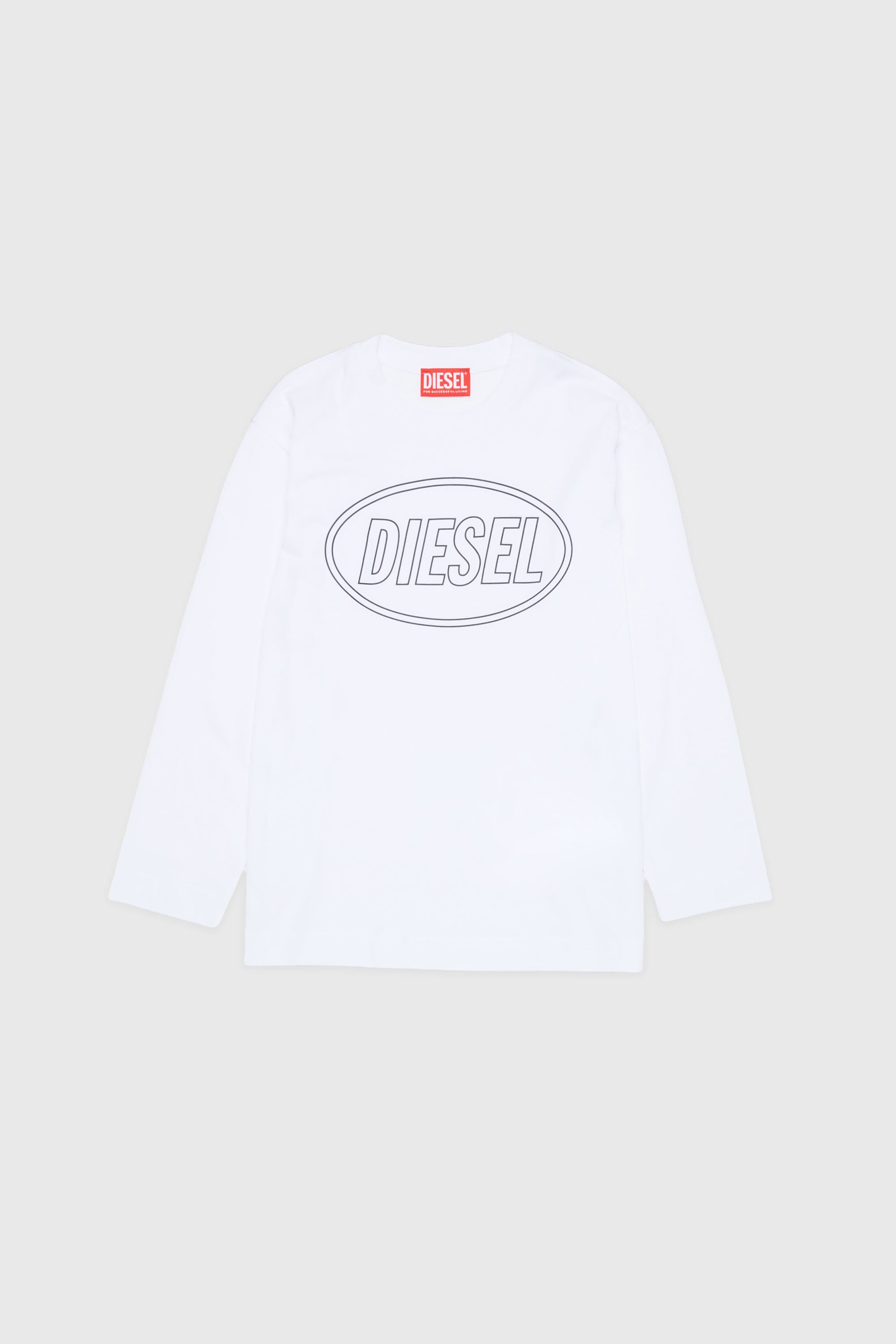 Diesel - TCIRCLELS OVER, T-shirt &agrave; manches longues avec logo Oval D Homme in Blanc - 1
