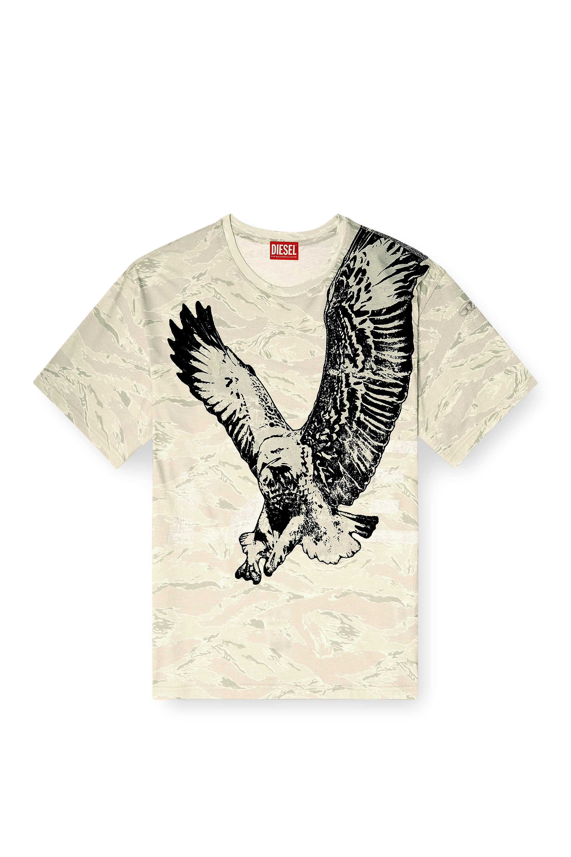 Diesel - T-BOXT-T14, T-shirt camouflage avec imprimé aigle Homme in Beige - 3