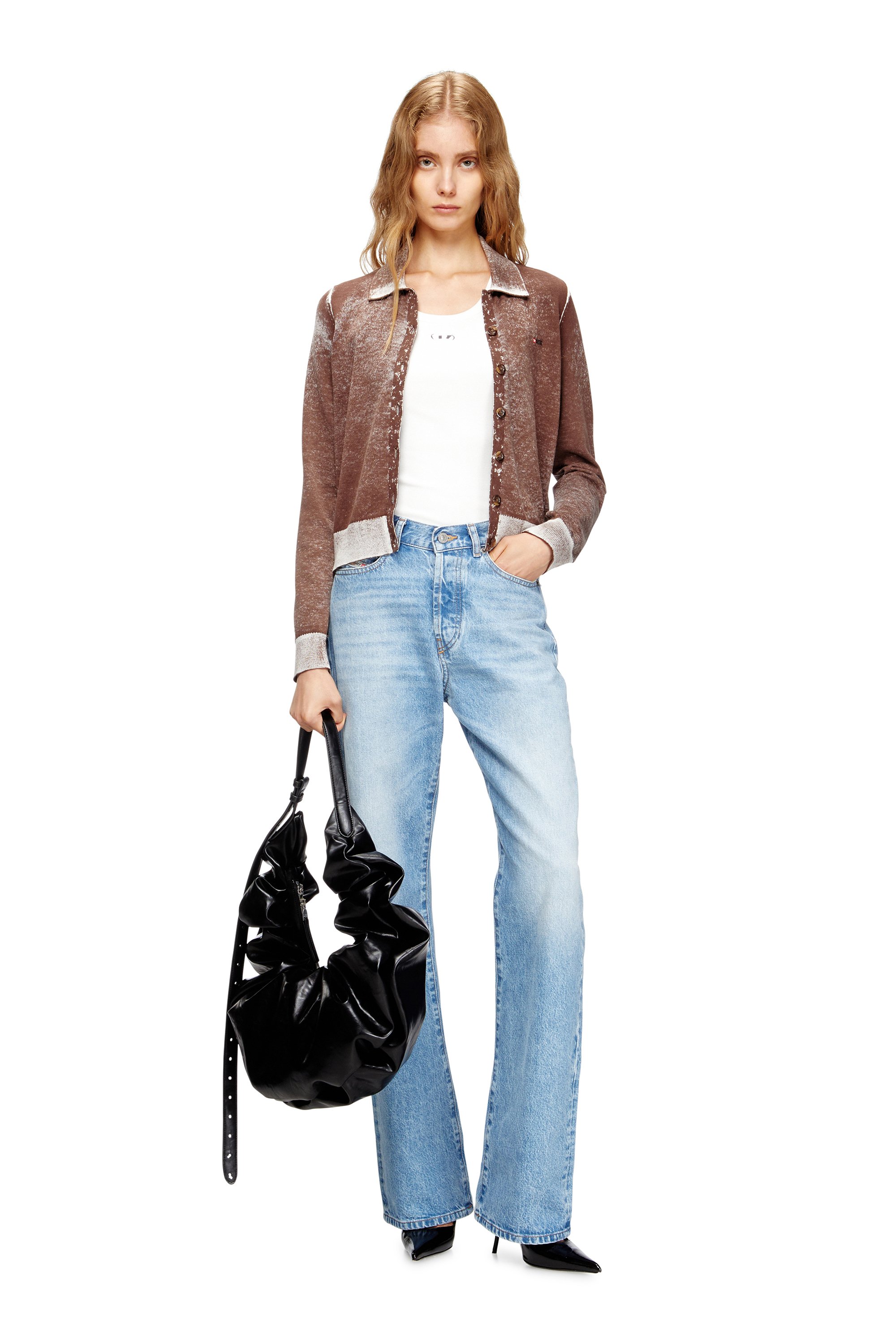 Diesel - GRAB-D HOBO L, Grand sac hobo froissé en PU brillant Femme in Noir - 2