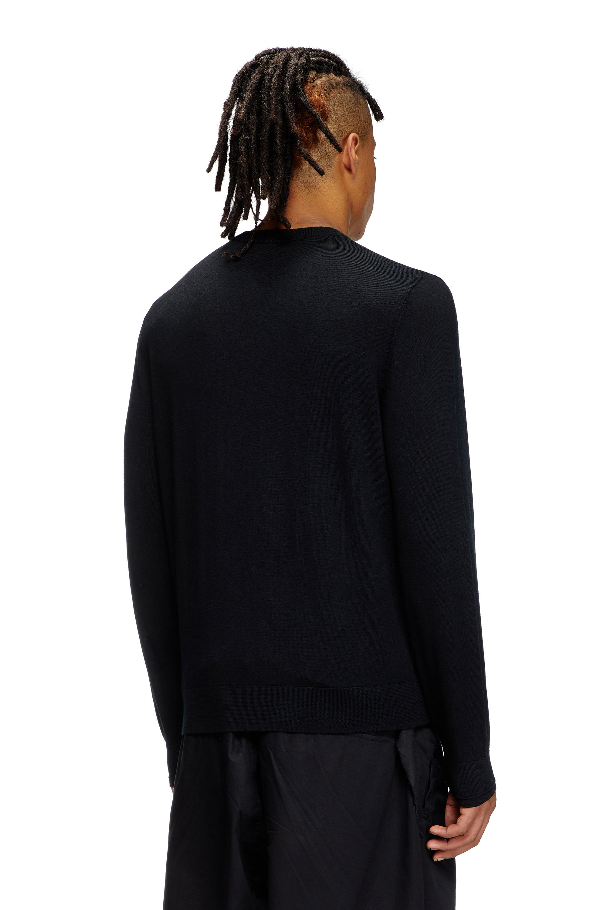 Diesel - K-VALIAM, Pull en laine avec logo cut-out Homme in Noir - 4