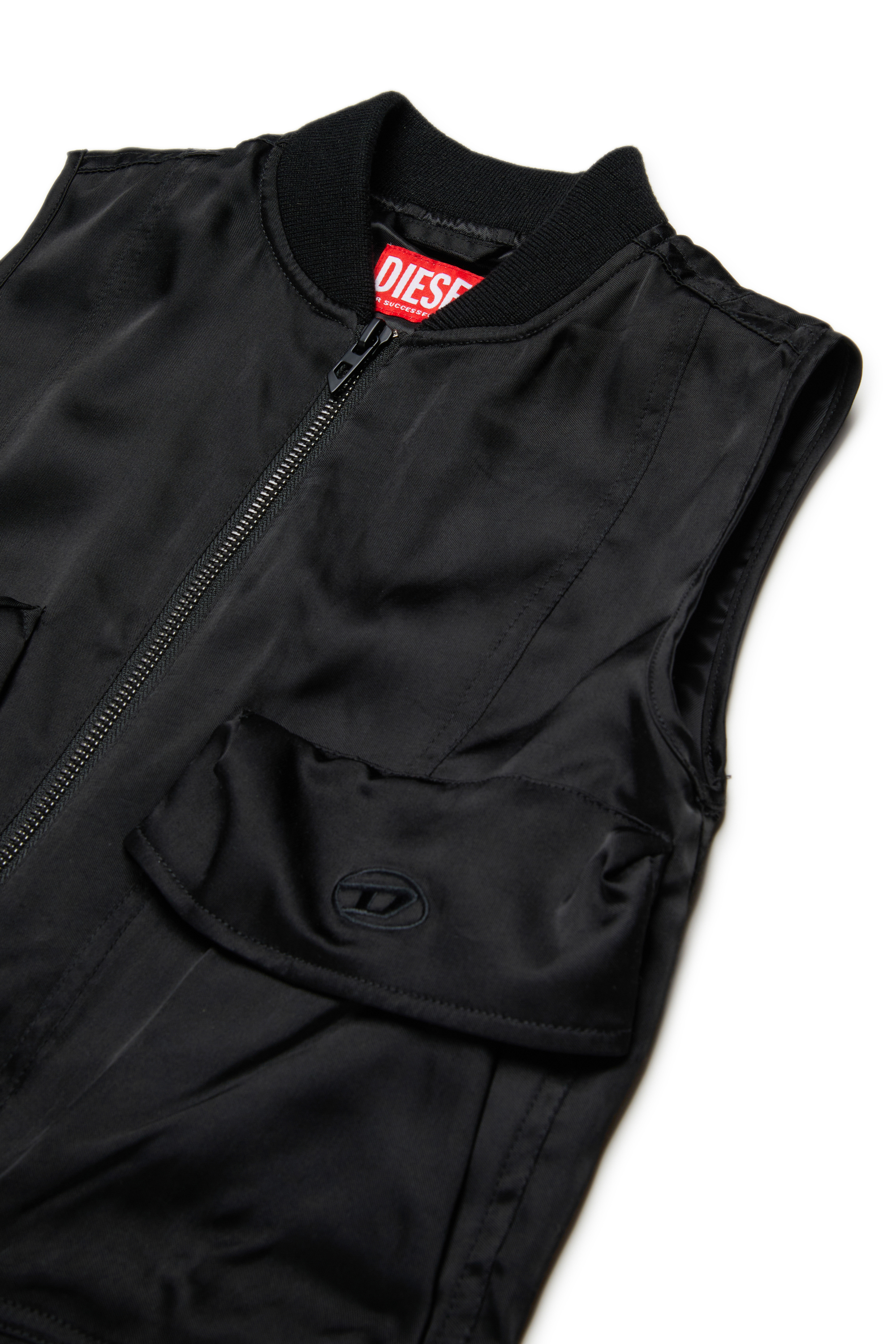 Diesel - JSAFFY, Gilet en satin avec poches utilitaires Femme in Noir - 3