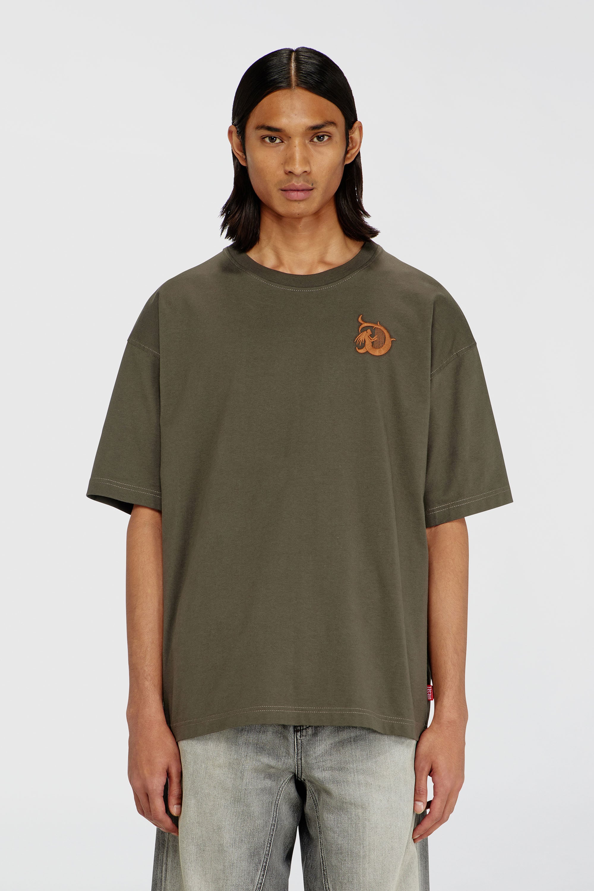 Diesel - T-BOXT-AA11, T-shirt en jersey avec imprim&eacute; floqu&eacute; Homme in Vert - 1