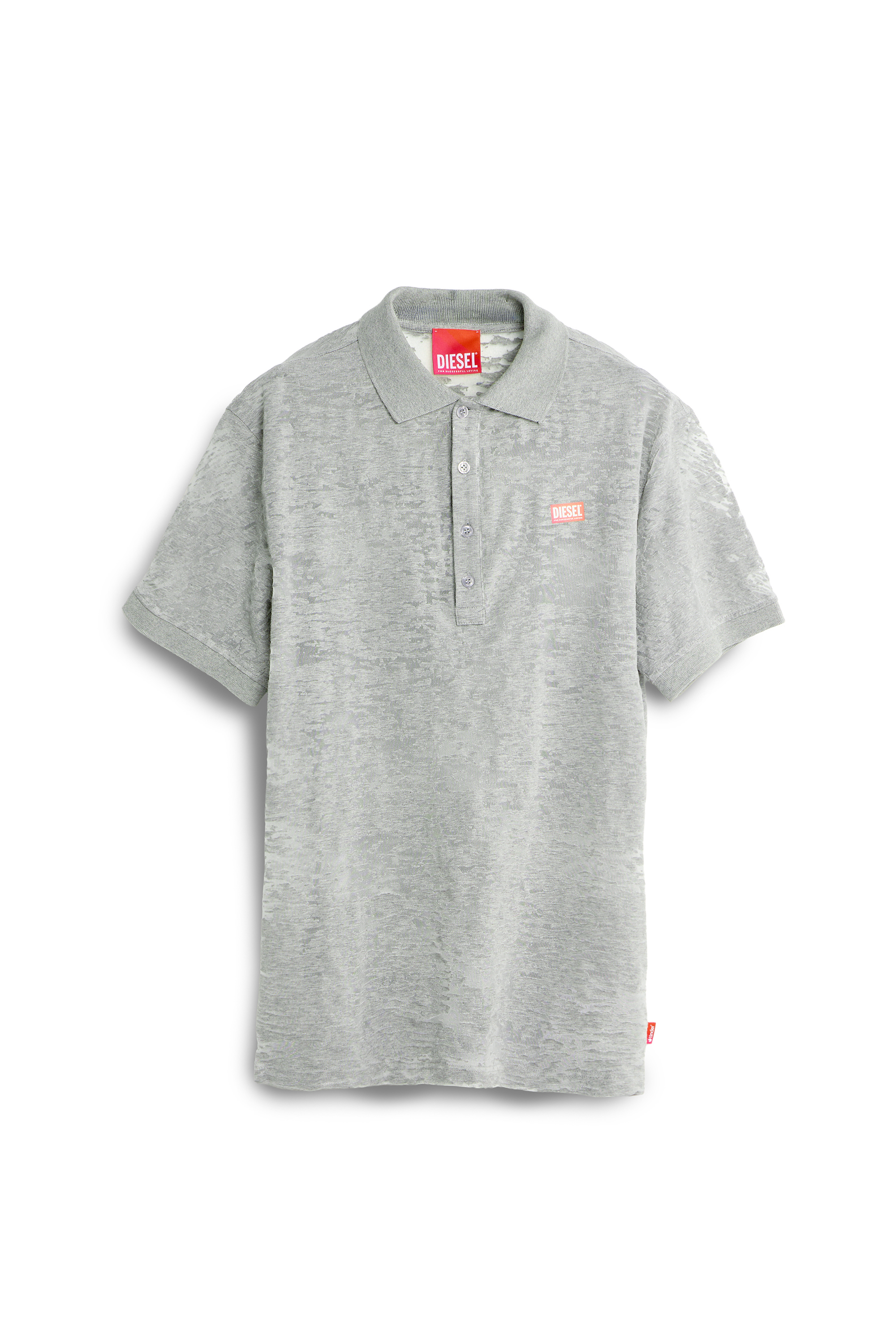 Diesel - PR-T-REJUST, Polo en jersey all-over devor&eacute; Homme in Gris - 3