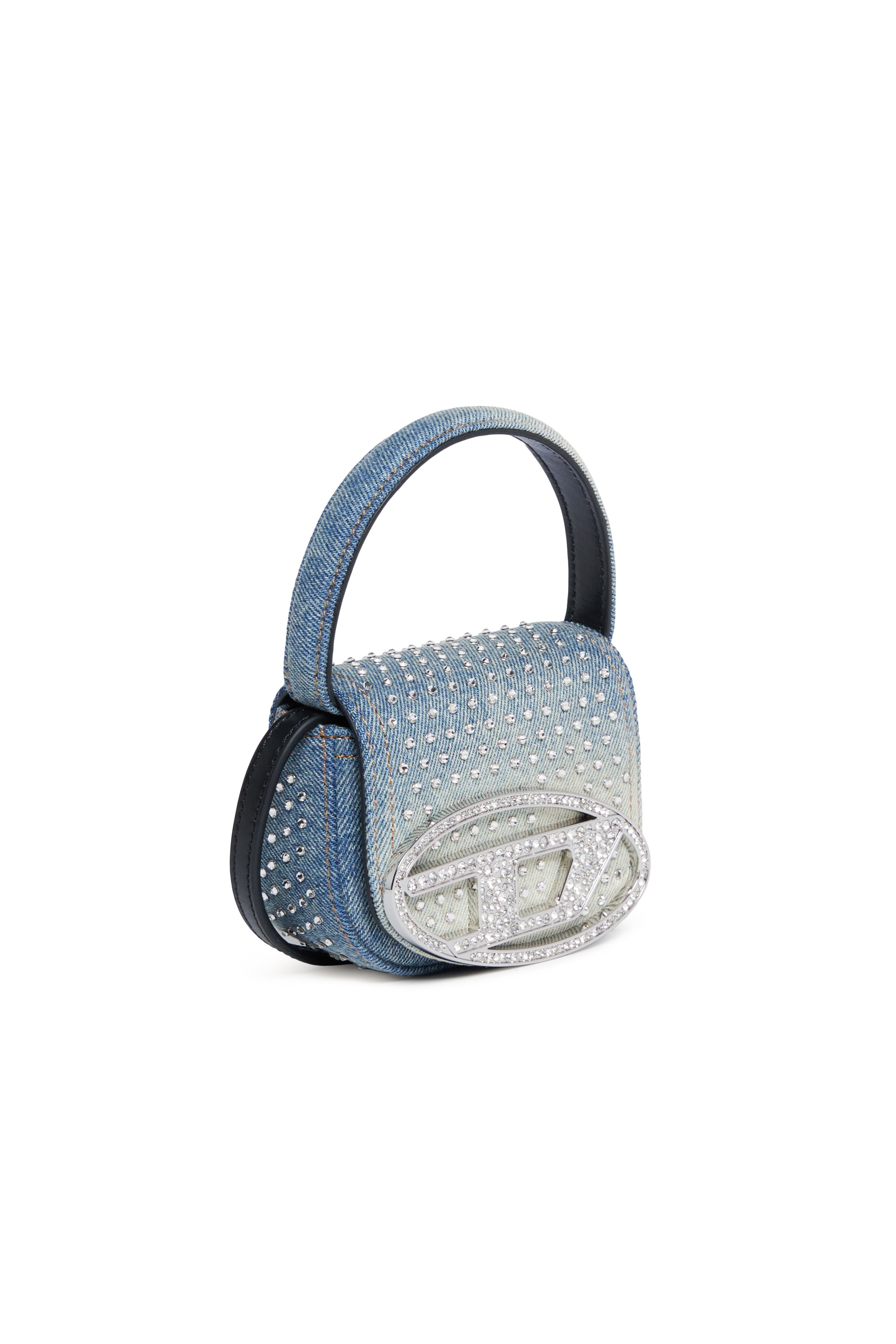 Diesel - 1DR XS, Mini sac iconique en denim et cristaux Femme in Bleu - 3