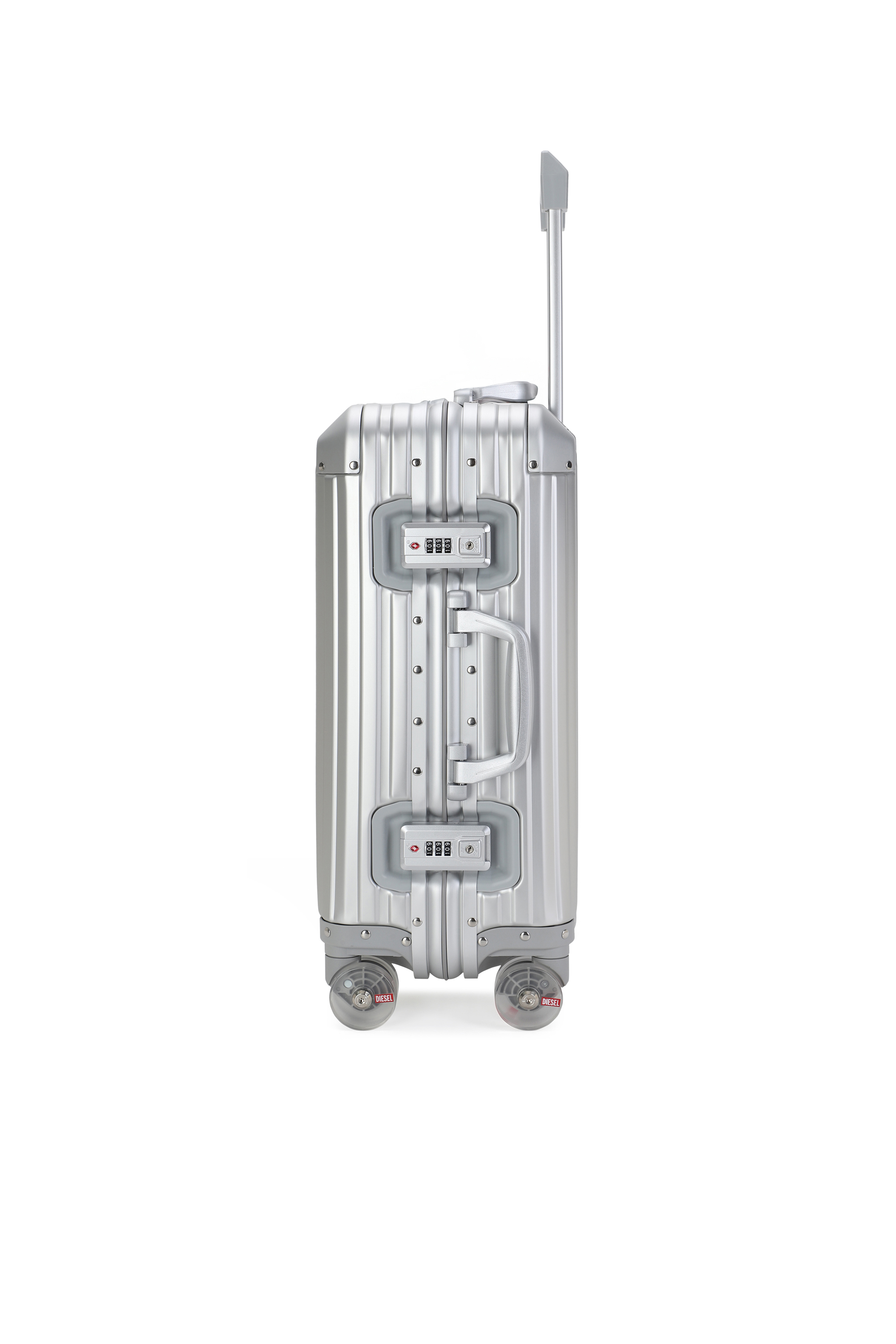 Diesel - DIESEL ALUMINUM TROLLEY- DSL002, Valise en aluminium taille S Mixte in Gris argent&eacute; - 4