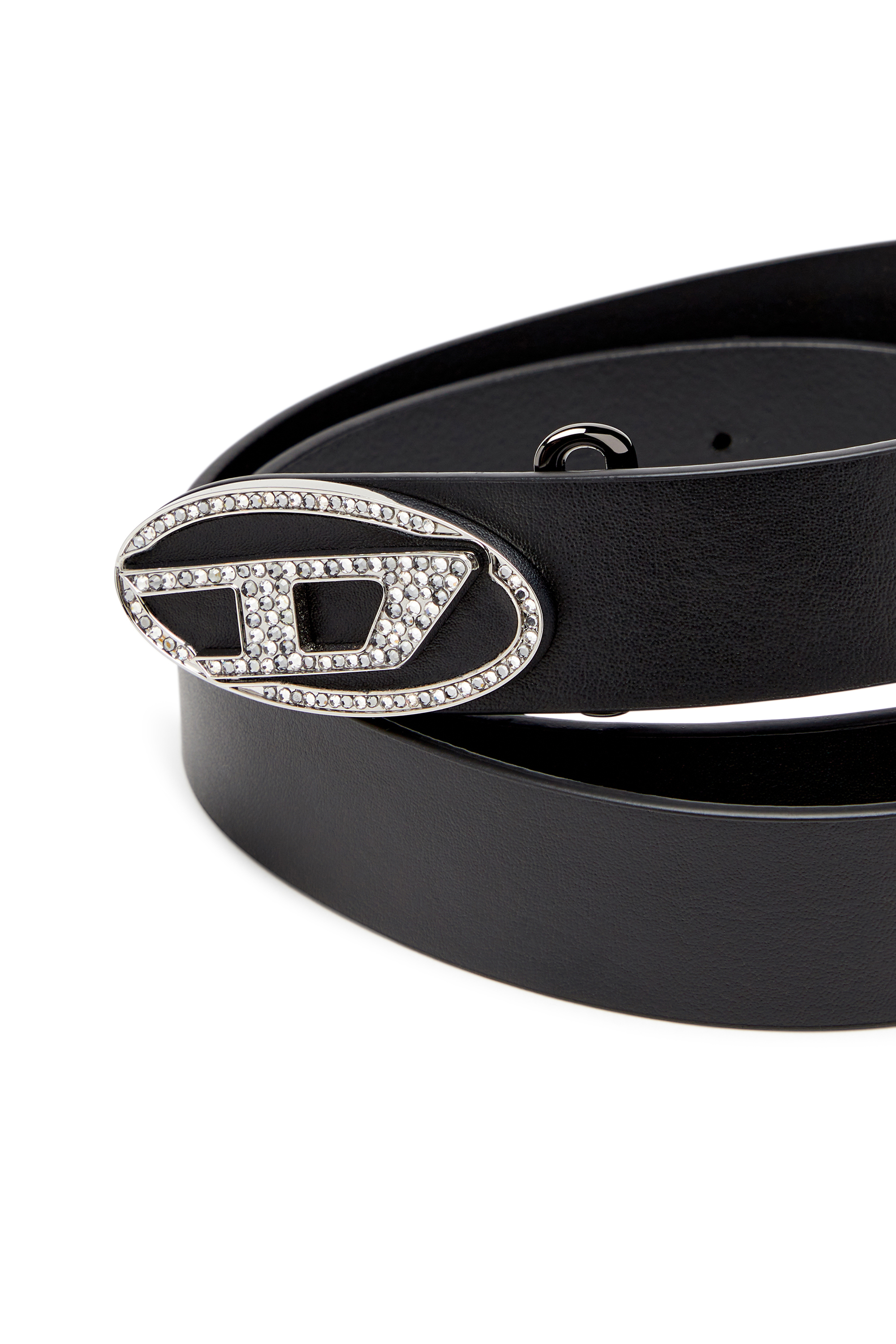 Diesel - B-1DR-LAYER STRASS, Ceinture 4 cm en cuir avec boucle en cristal Femme in Noir - 3