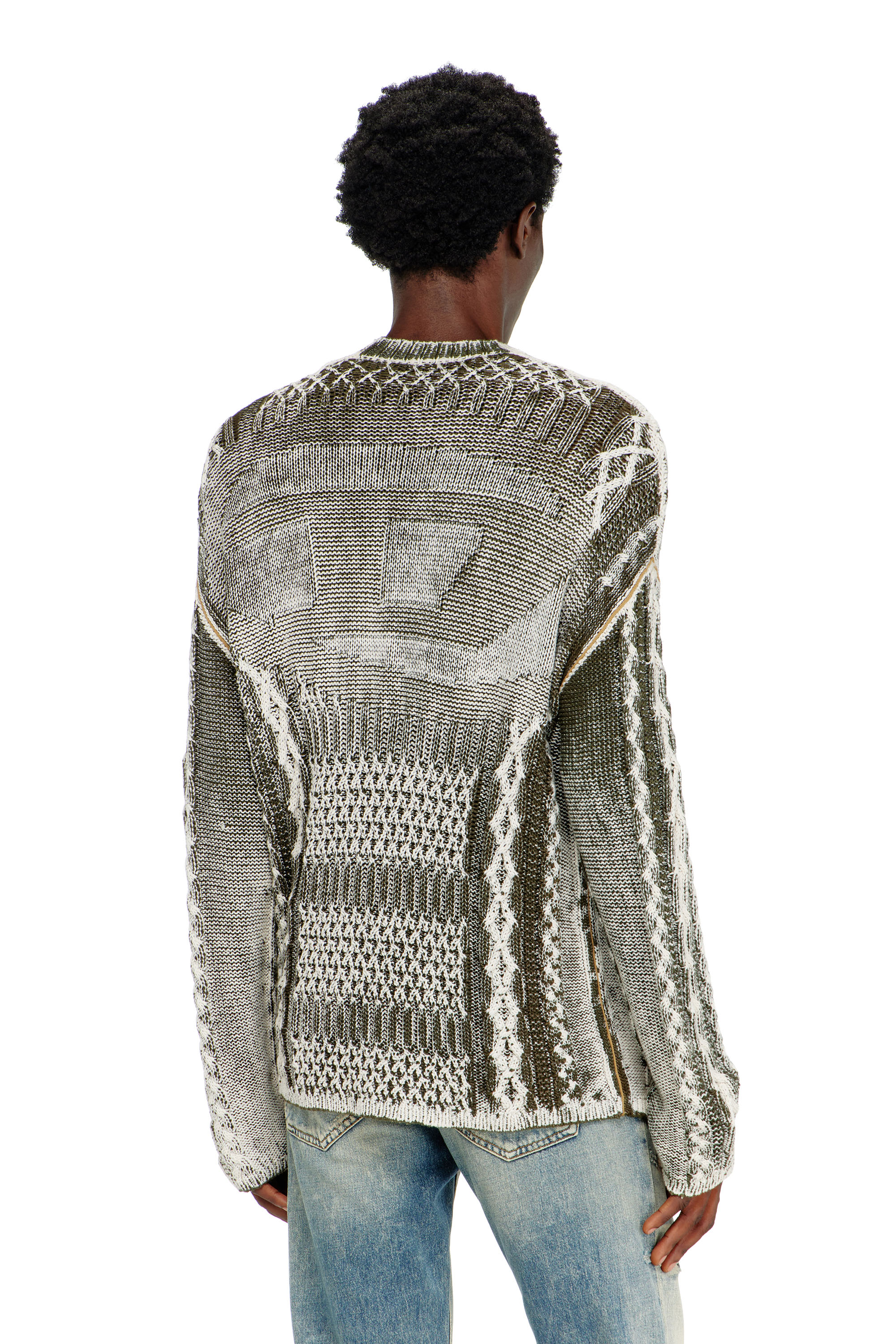 Diesel - K-MIOTO, Cardigan en maille torsad&eacute;e trait&eacute; Homme in Polychrome - 4