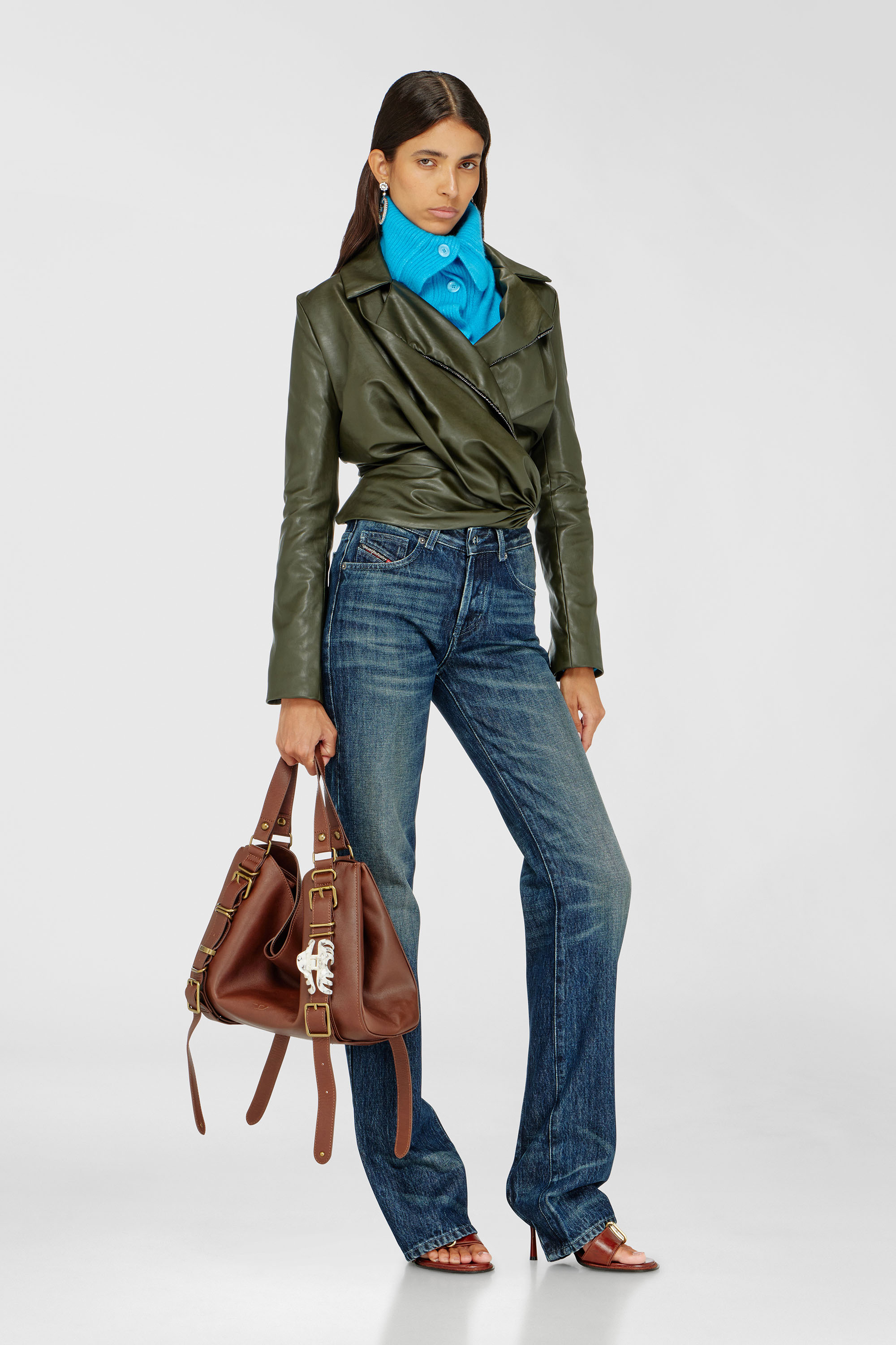 Diesel - G-DRAP, Veste drap&eacute;e effet portefeuille Femme in Vert - 2