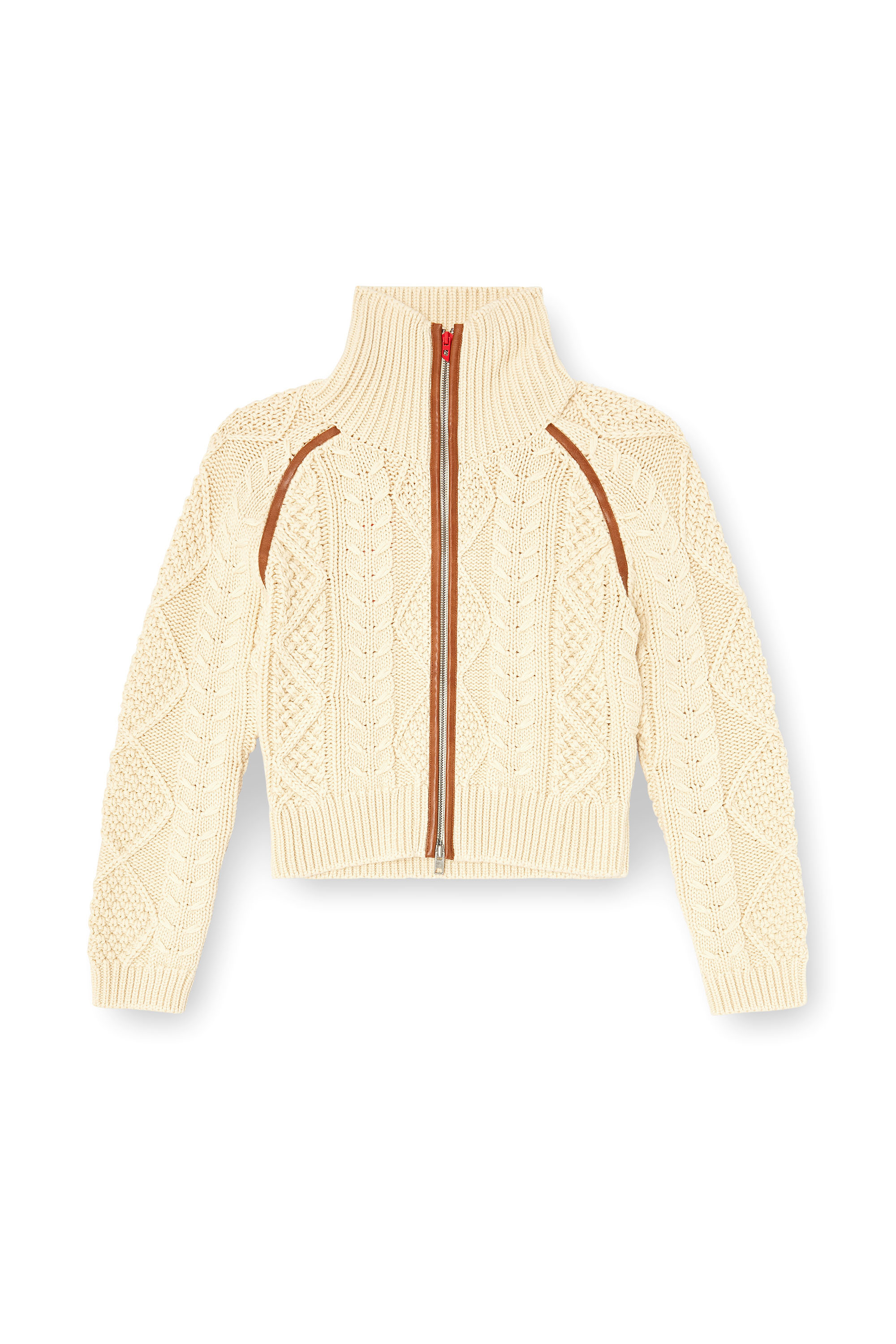 Diesel - M-INTELLE, Cardigan en maille torsad&eacute;e avec bandes contrastantes Femme in ToBeDefined - 2