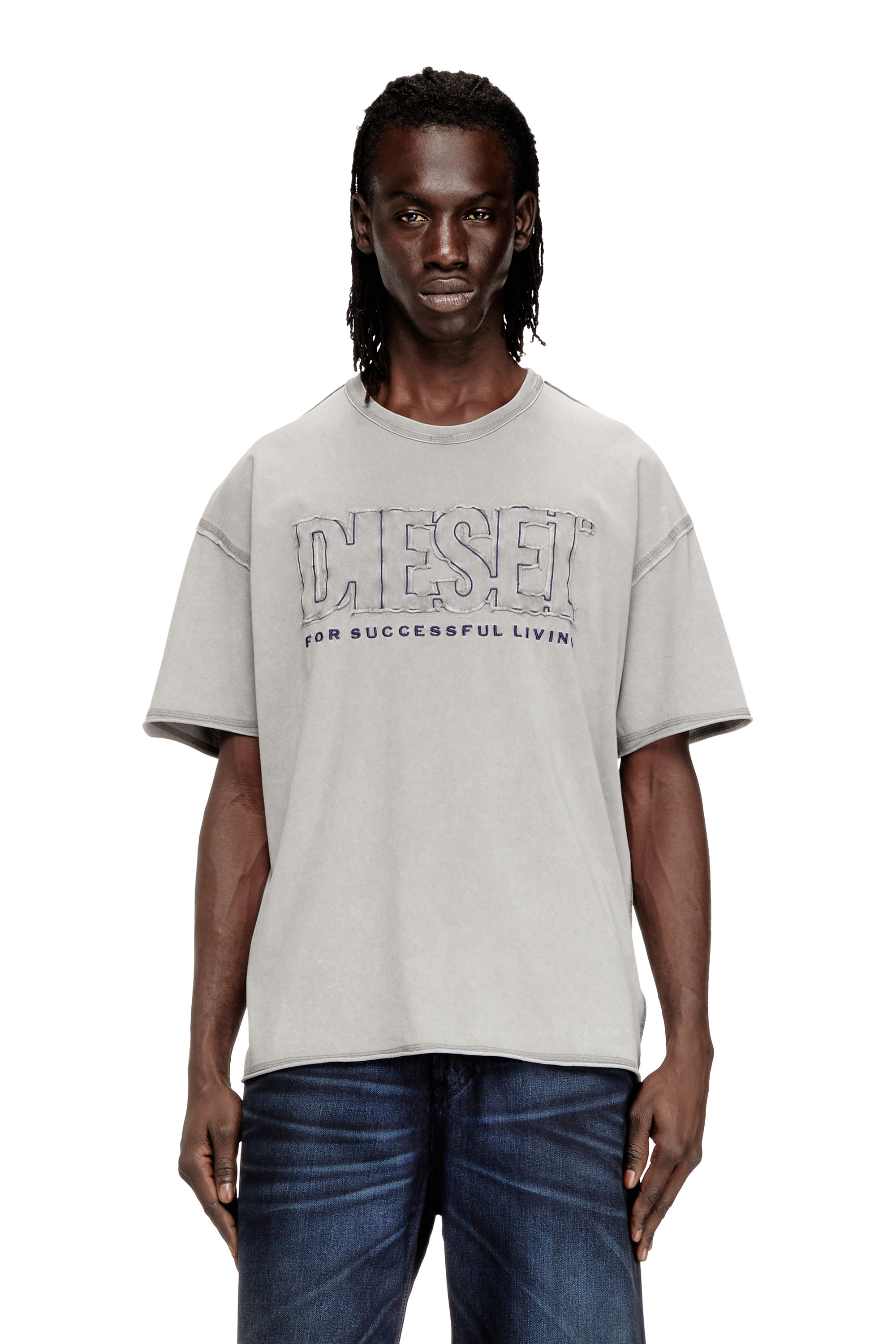 Diesel - T-RAWBOXT, T-shirt avec logo appliqué et bord brut Homme in ToBeDefined - 2