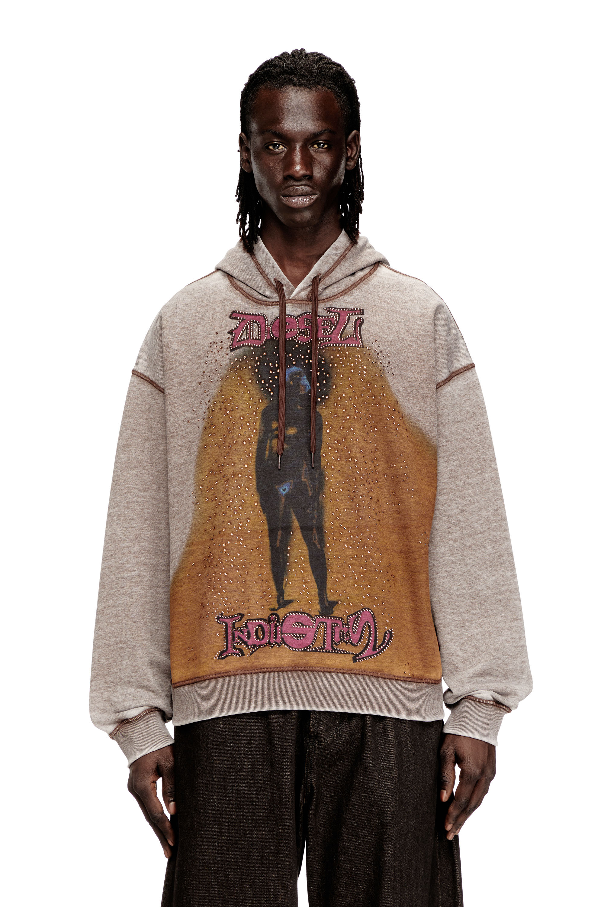Diesel - S-BOXTON-HOOD, Sweat à capuche avec imprimé et clous. Homme in ToBeDefined - 2