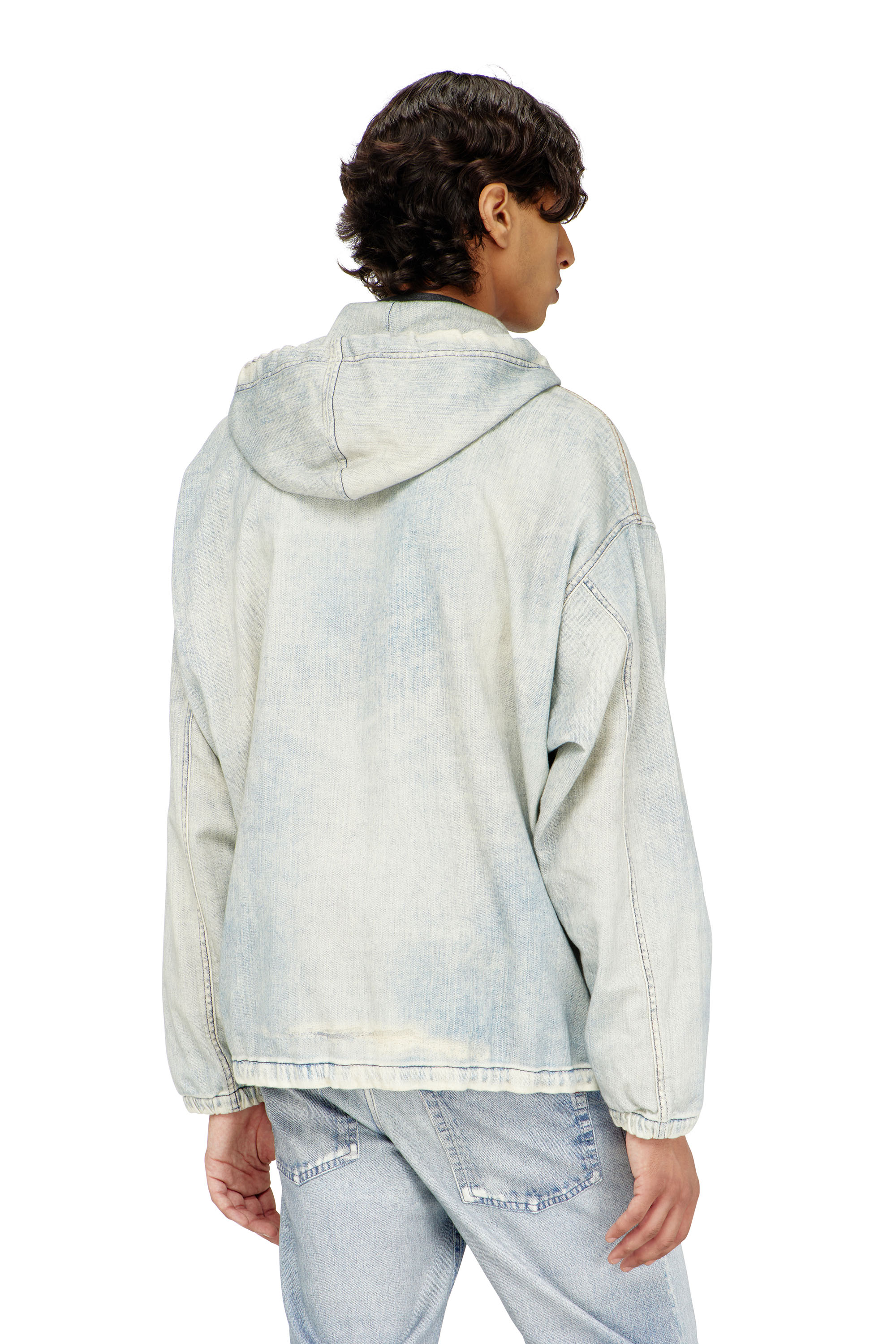 Diesel - D-WYNNY JOGG, Man's Hooded JoggJeans jacket with trompe l&rsquo;oeil in Light Blue - 4