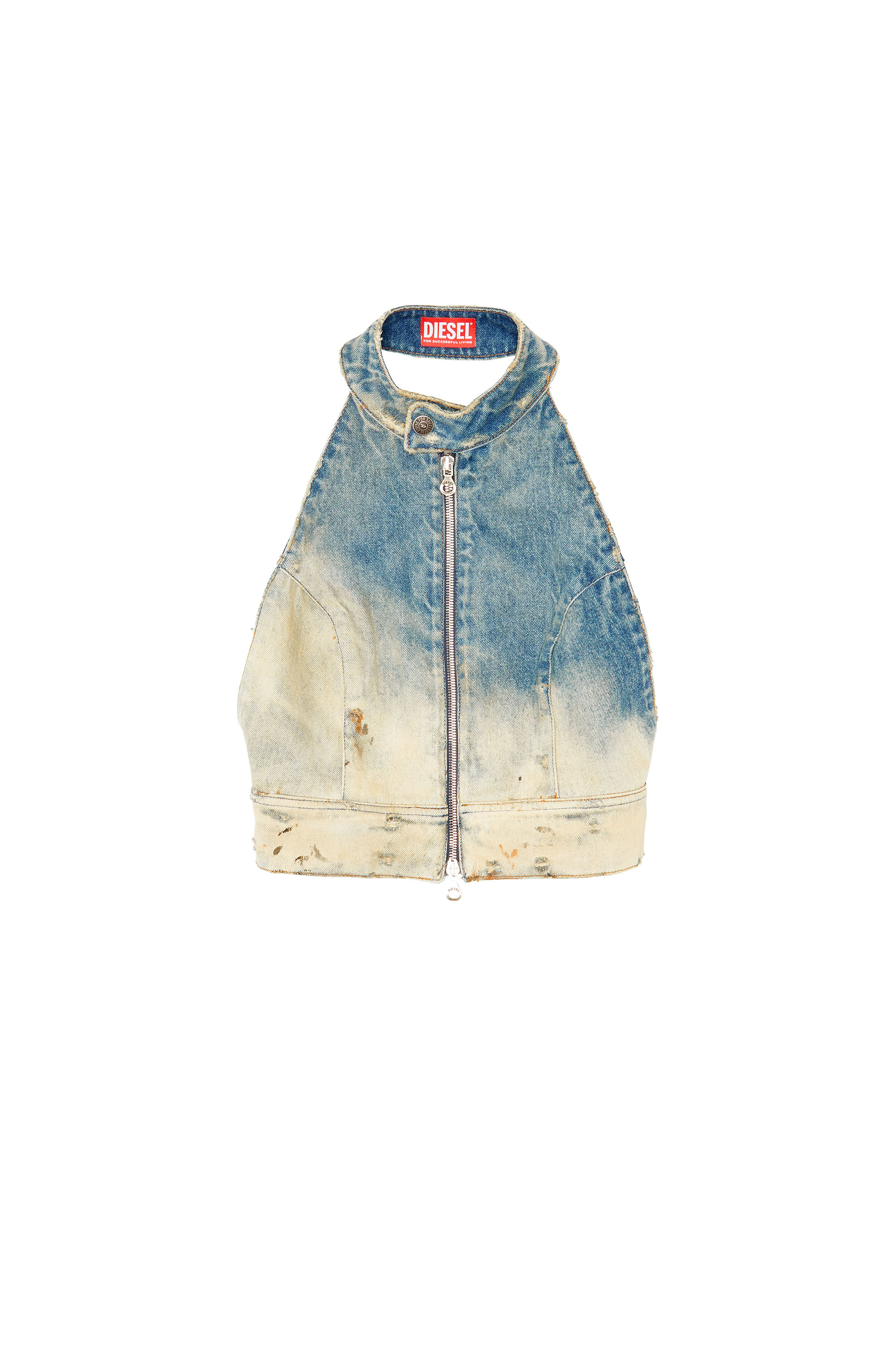 Diesel - DE-BIK-FSC, Top dos nu en dentelle denim Femme in Bleu - 2