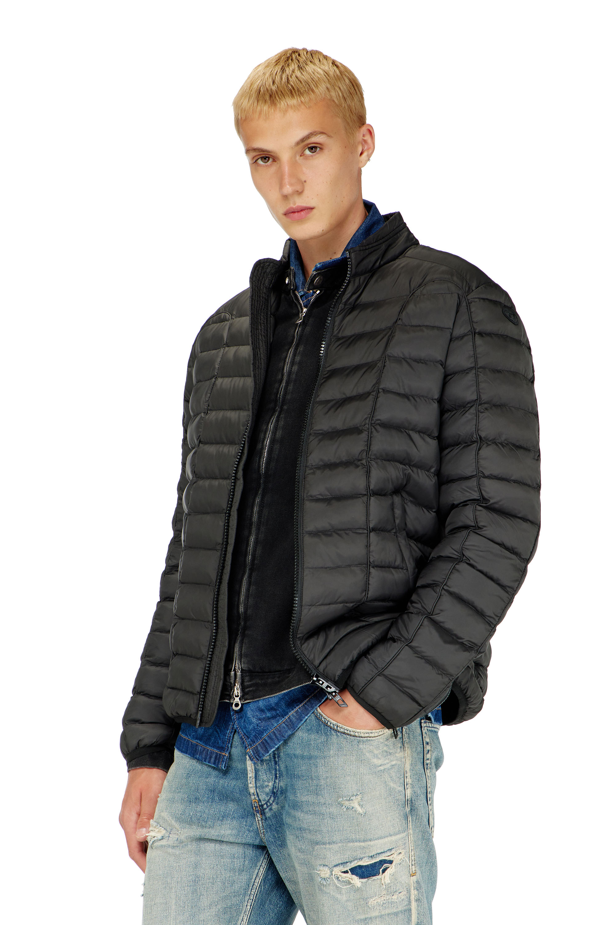 Diesel - W-PILOT, Veste doudoune en nylon l&eacute;ger Homme in Noir - 1