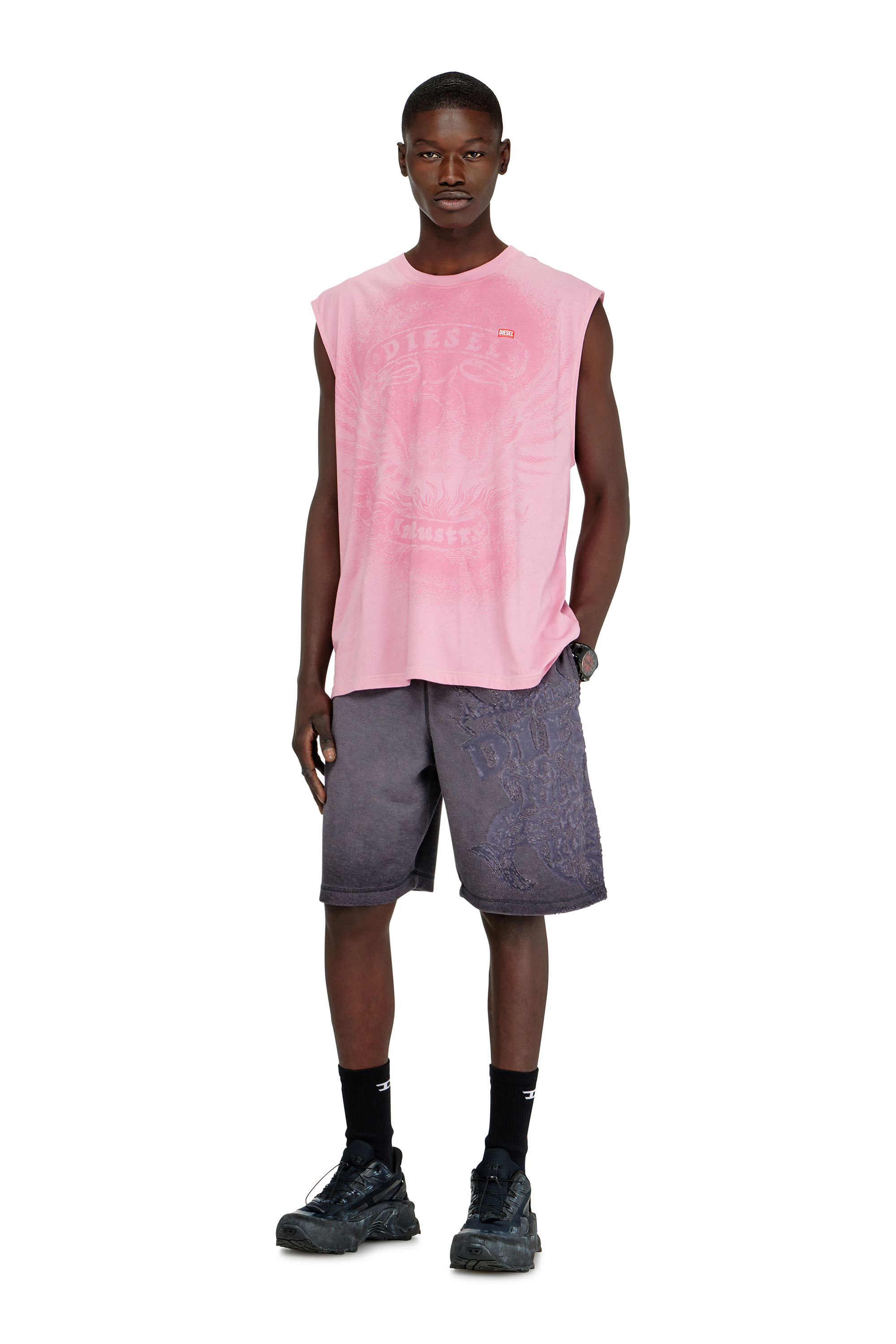 Diesel - T-BOXT-SL-NOTCH, D&eacute;bardeur en coton avec motif ton sur ton Homme in Rose - 2