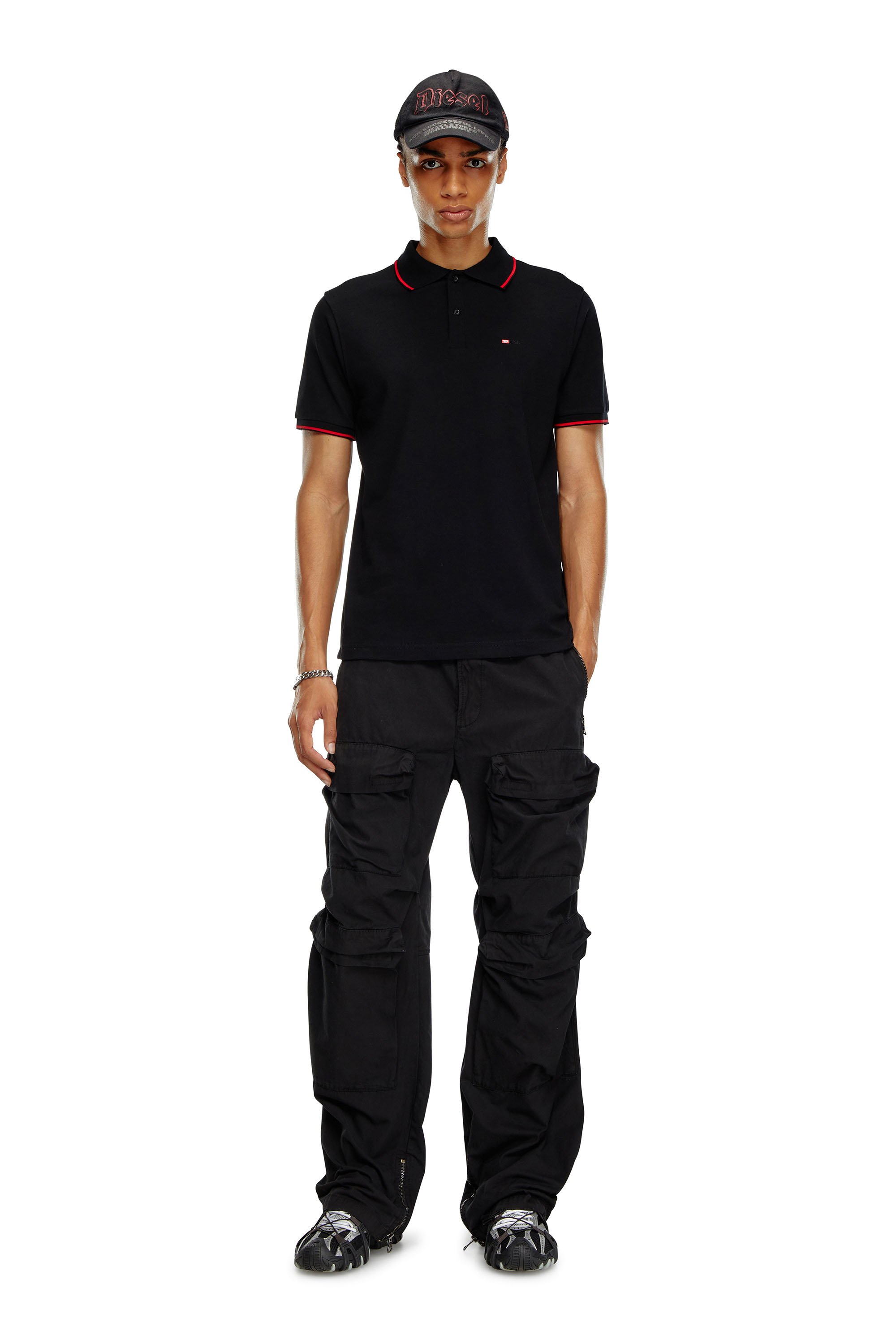 Diesel - T-FERRY-MICRODIV, Man Polo shirt with micro Diesel embroidery in Black - Image 3