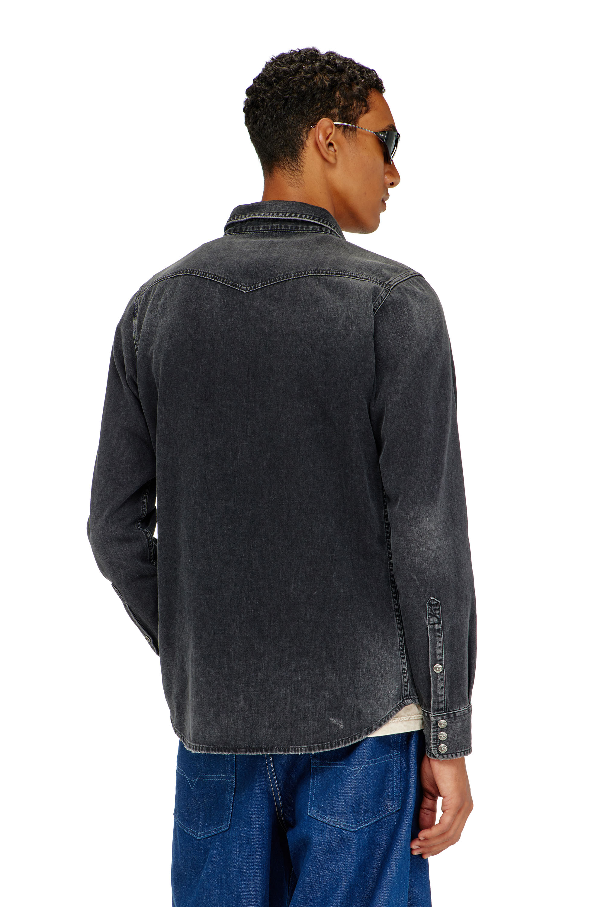 Diesel - D-VEGA, Surchemise en denim Homme in Noir - 4