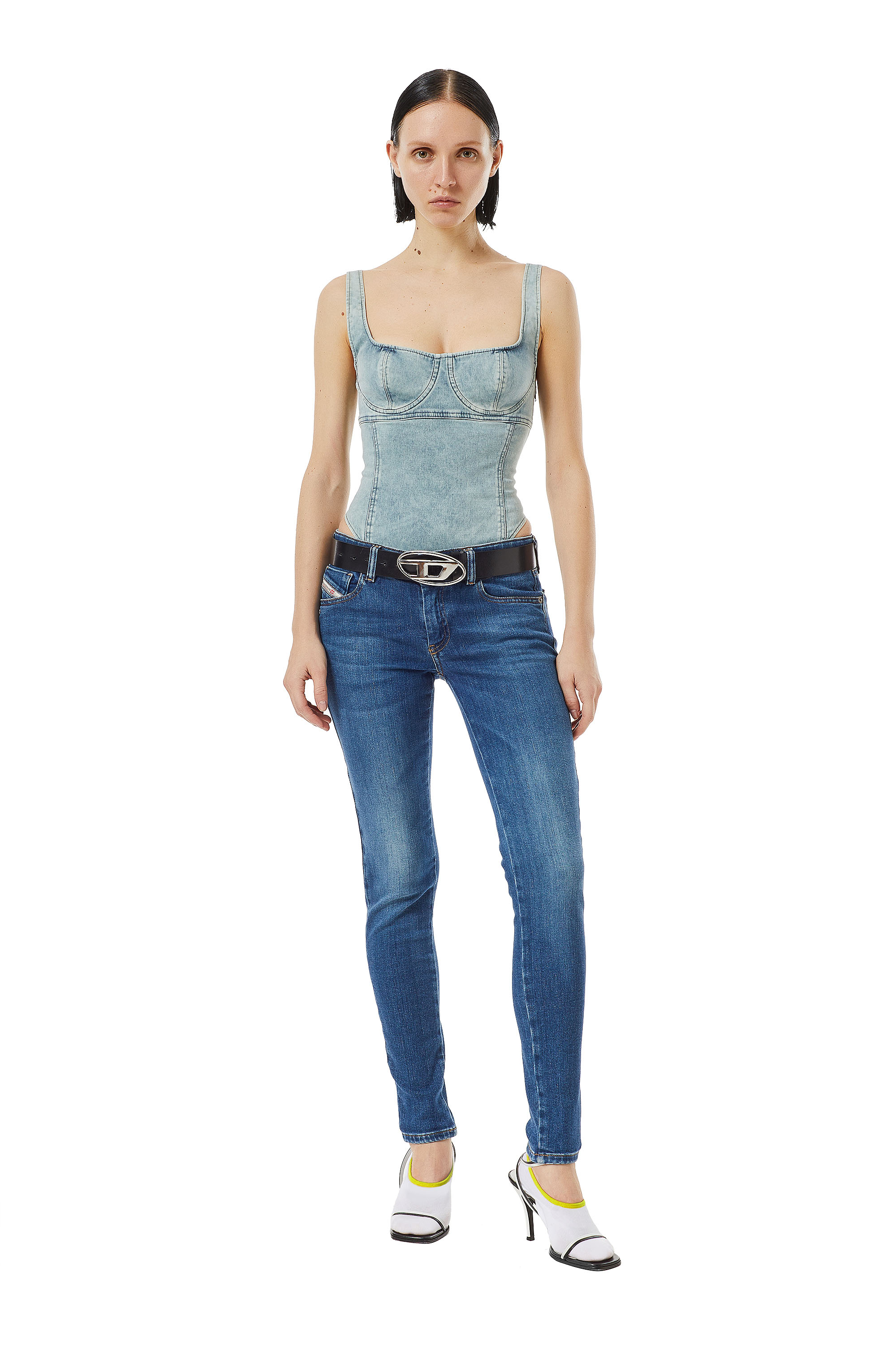Diesel - 2018 SLANDY-LOW 09C21 Super skinny Jeans, Bleu moyen - Image 5