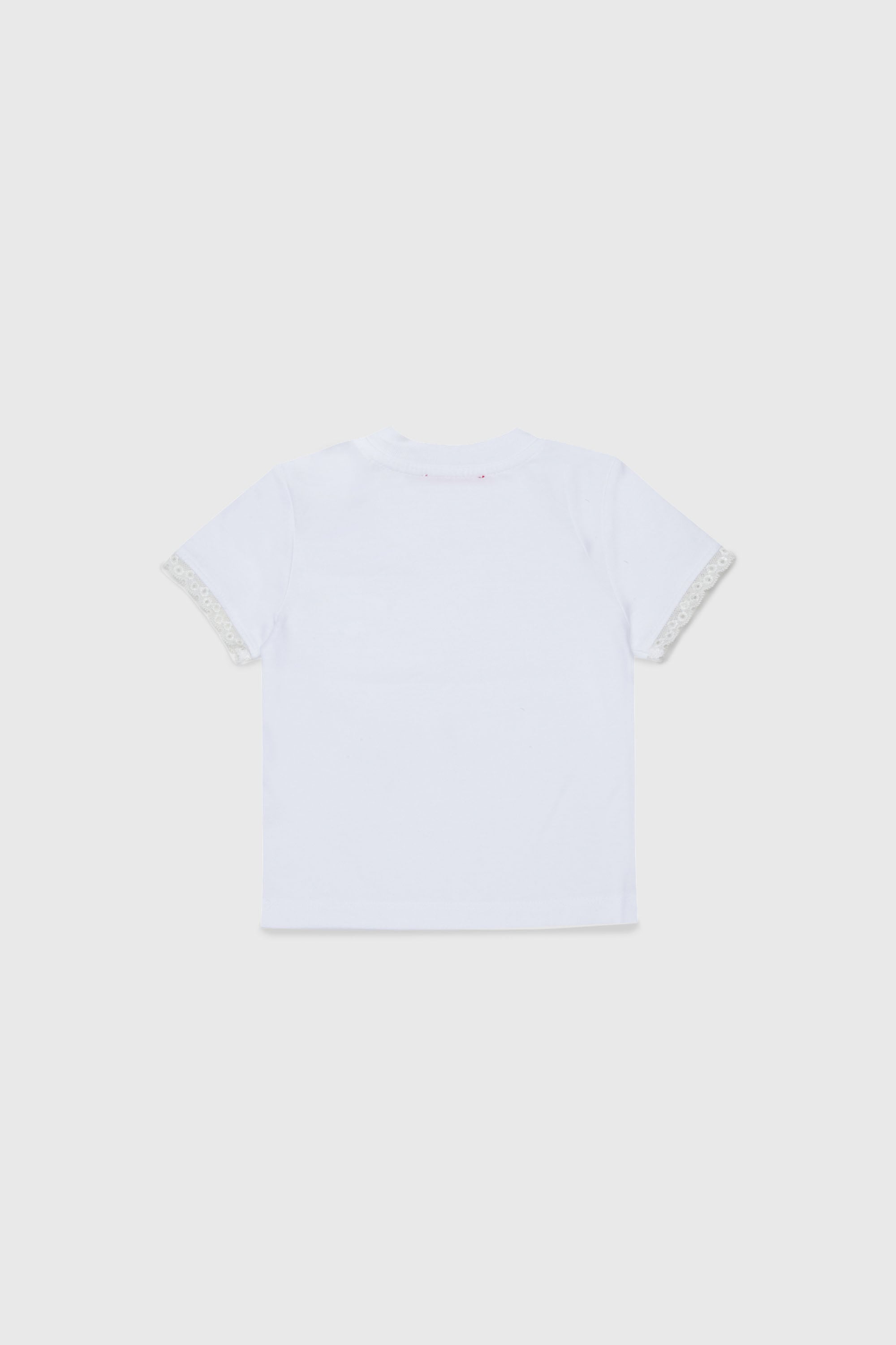 Diesel - TROSEZB, Woman's Lace-trimmed T-shirt with rose print in White - 2