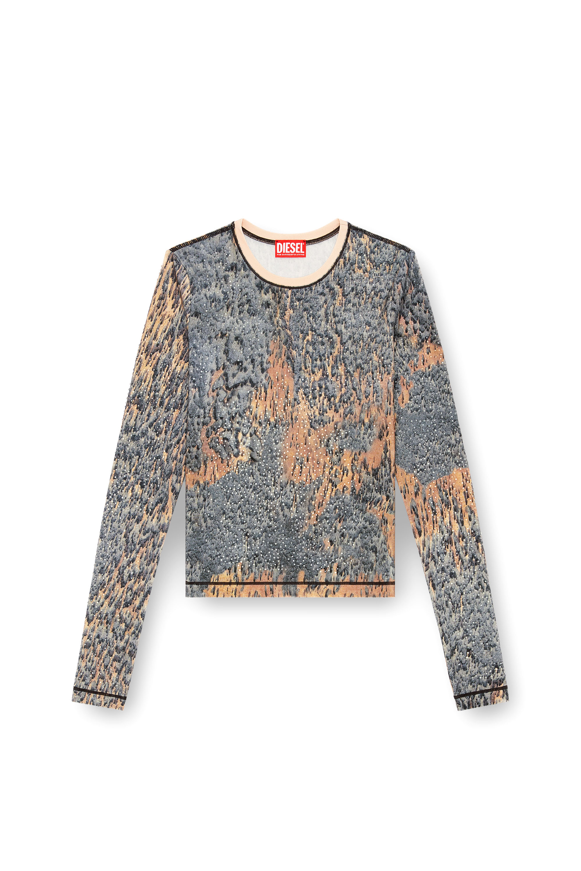 Diesel - T-CUTIE-LS, Top à cristaux avec imprimé Rain Camo Femme in Polychrome - 3