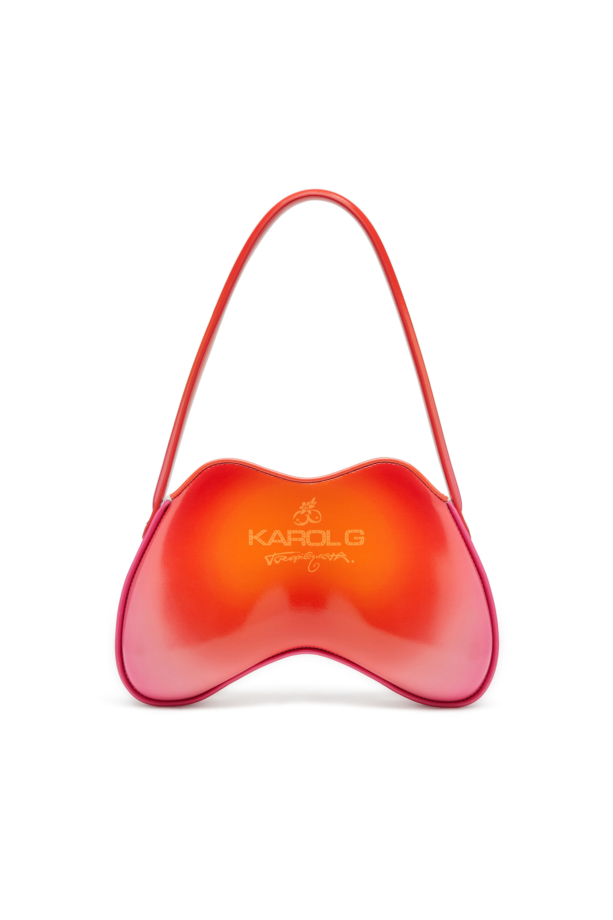 Diesel - K.G. DOUBLE-D SHOULDER, Double-D-Sac à bandoulière brillant avec imprimé lotus Femme in Blanc - 2