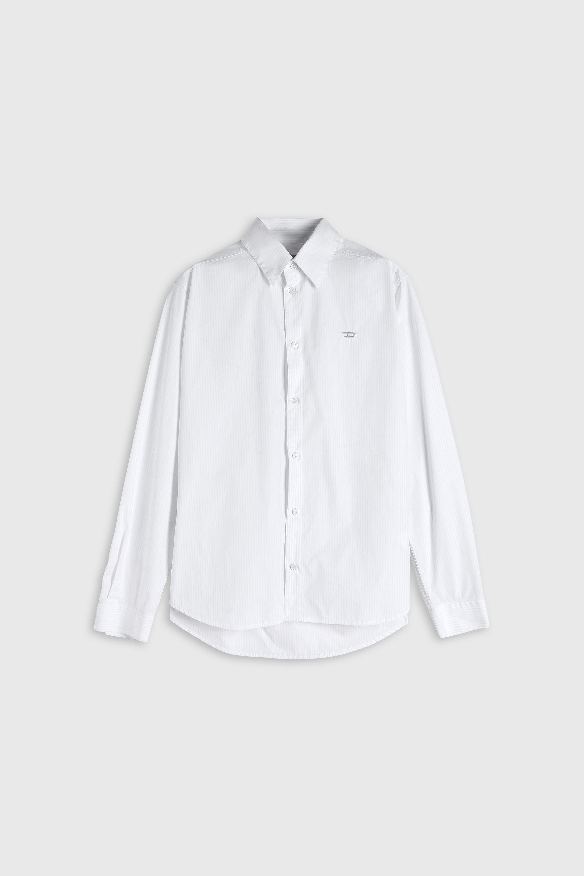 Diesel - S-SIMPLY-NA-DNAN, Chemise ray&eacute;e en coton avec broderie D Homme in Blanc - 2