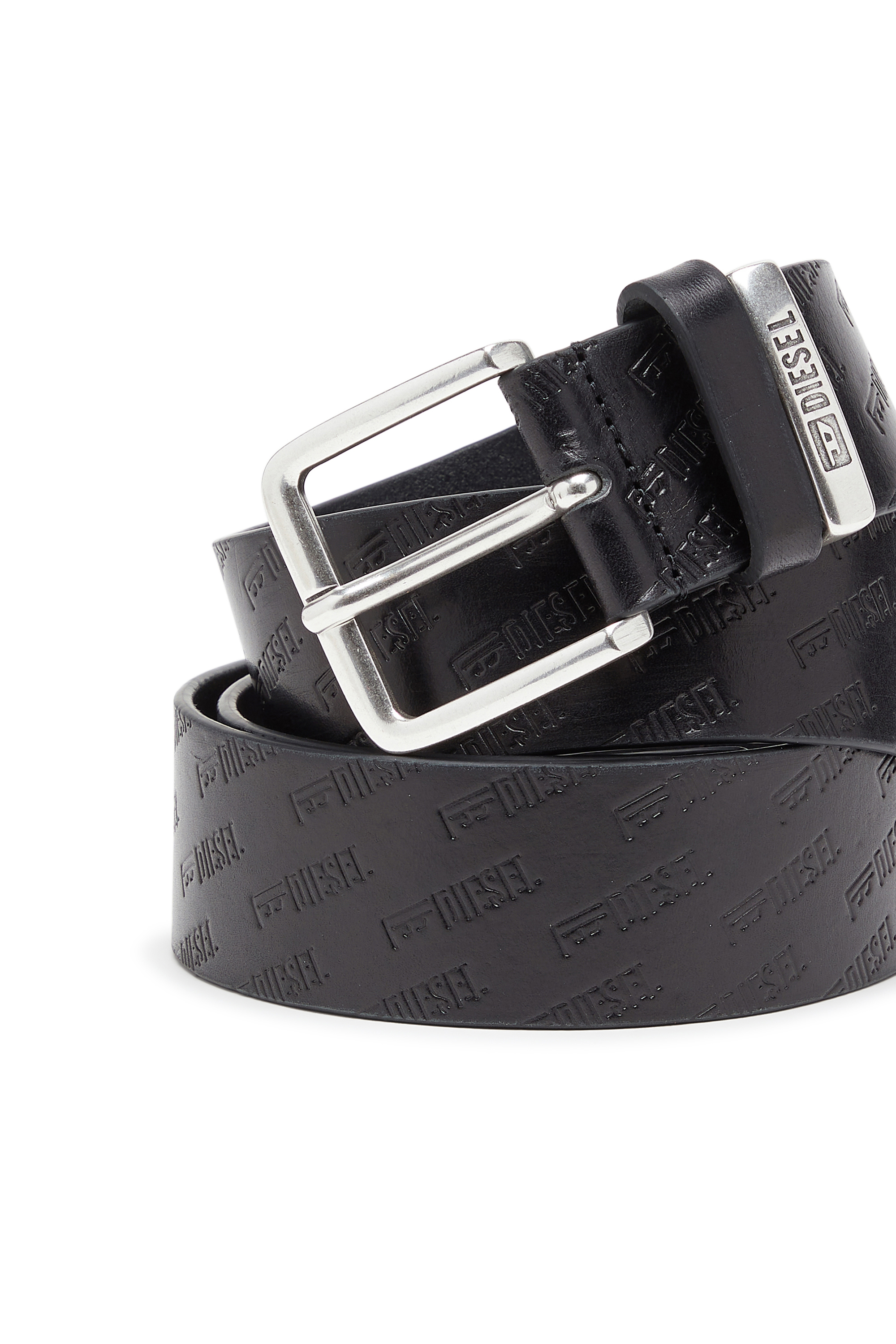 Diesel - B-MONOGRAM DSL, 4 cm ceinture en cuir avec logo Diesel emboss&eacute; all-over Homme in Noir - 3
