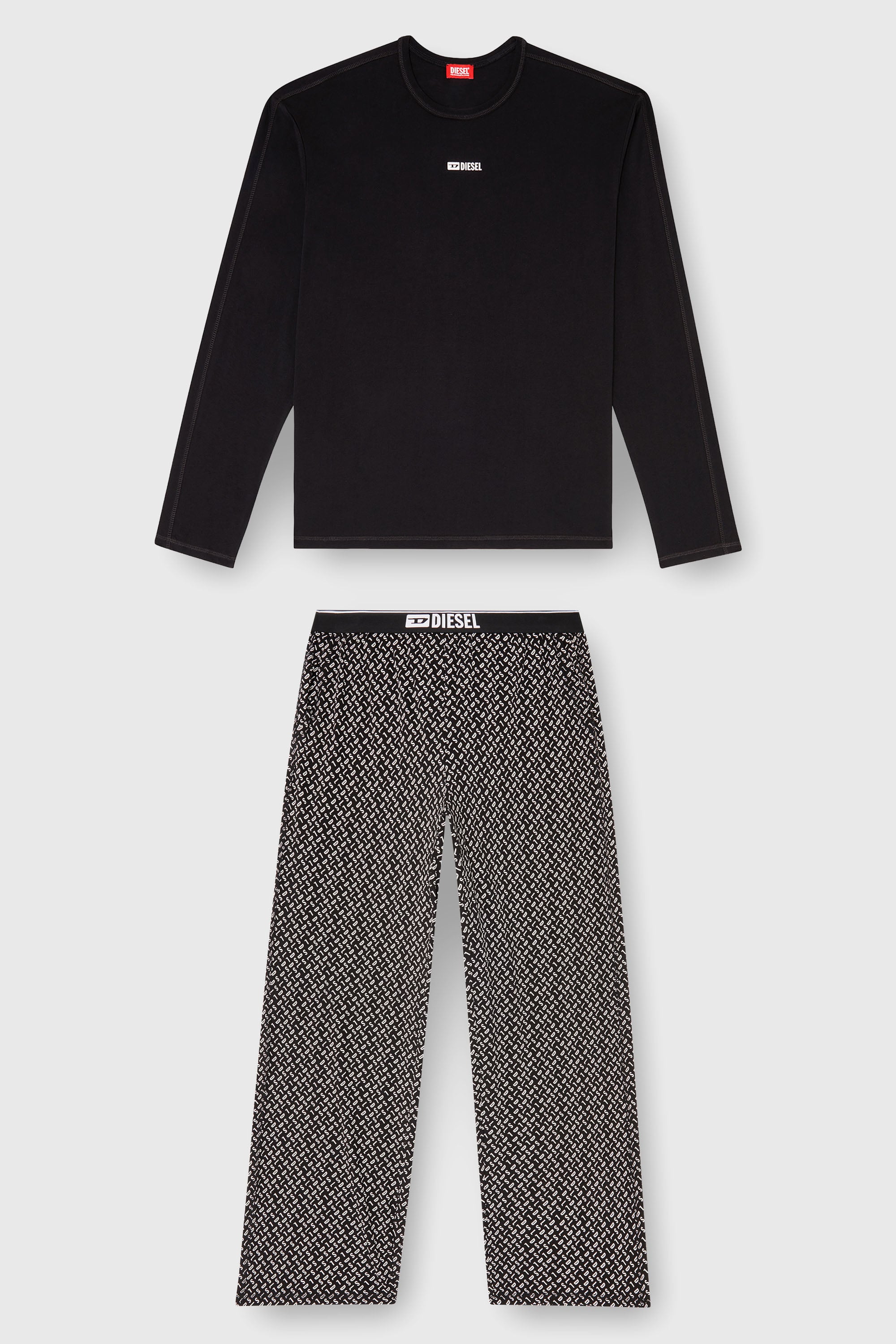 Diesel - SET-NOLAN-D-BOX, Pyjama en coton avec bas imprim&eacute; Homme in Noir - 2