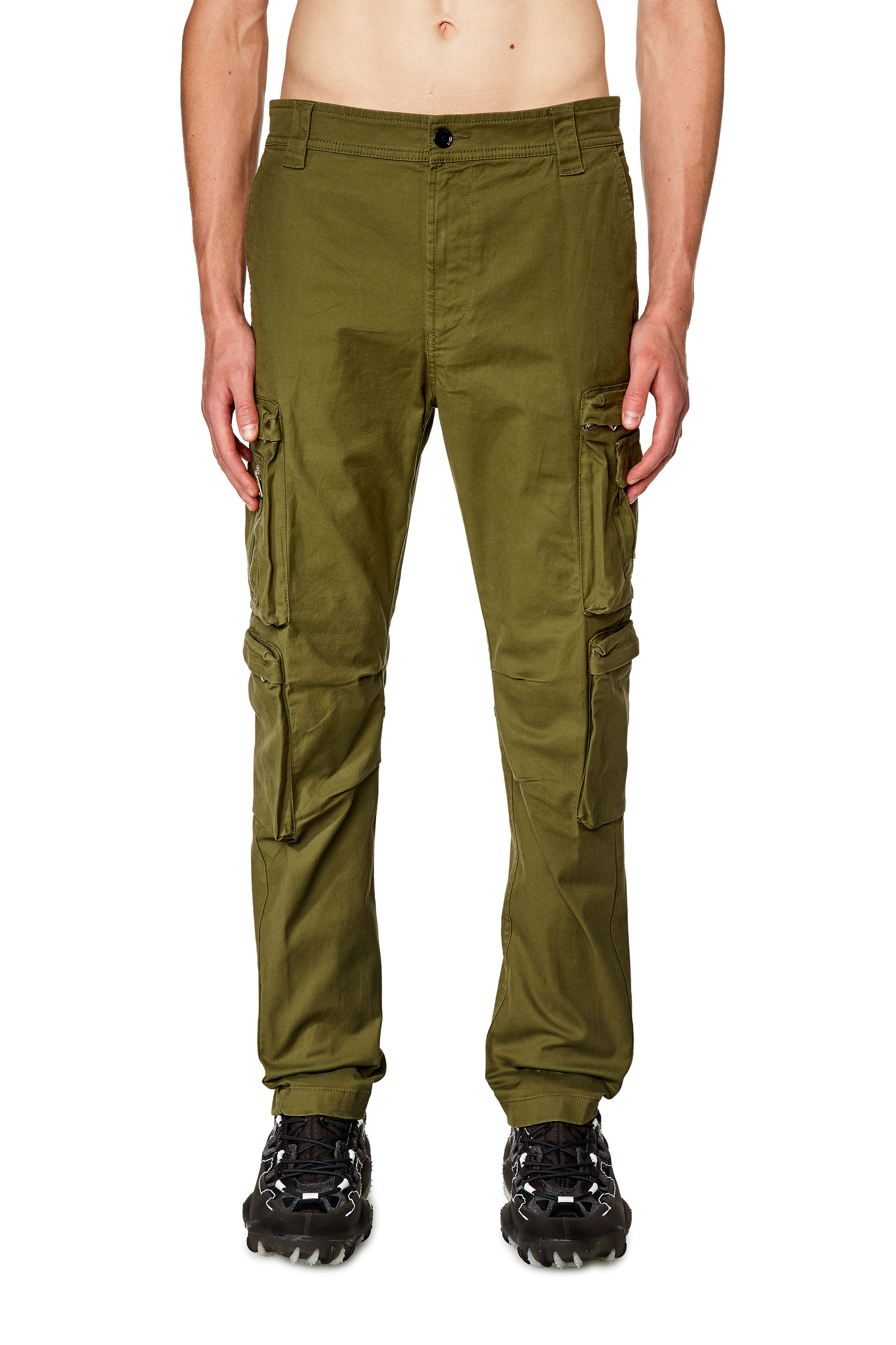 Diesel - P-ARLEM, Man Cargo pants with zip pocket in Green - Image 1