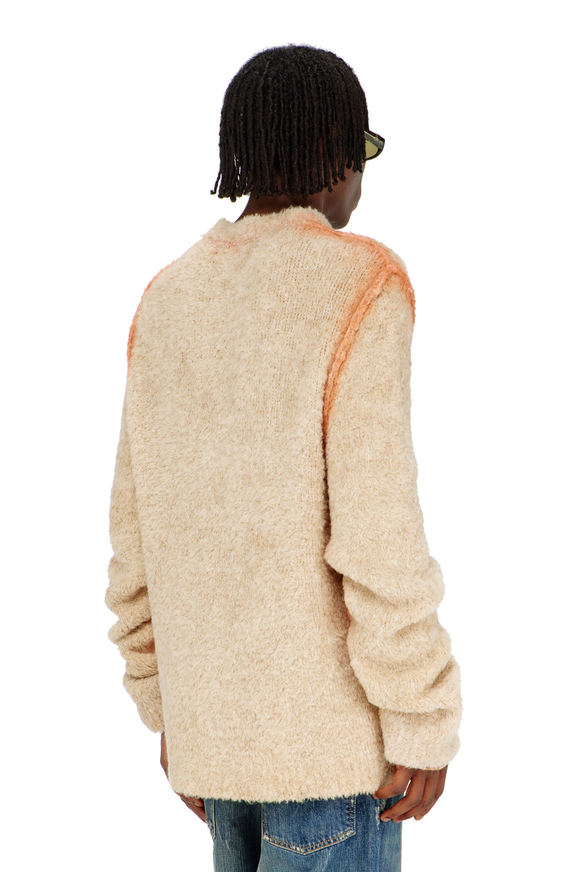 Diesel - K-RIMI, Pull en m&eacute;lange d&rsquo;alpaga avec coutures effet spray Homme in Marron - 4