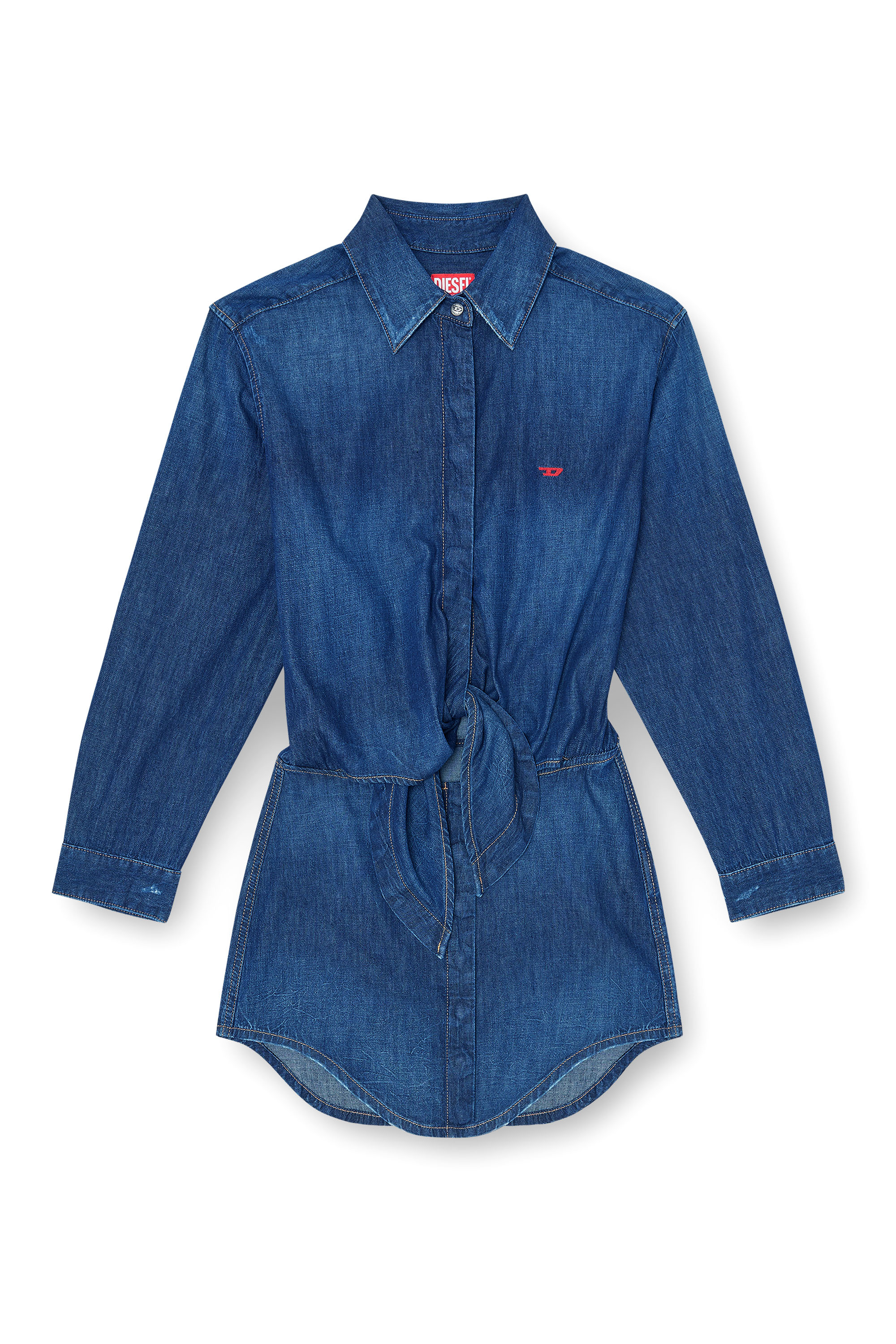 Diesel - DE-SUSAN-D, Robe courte en denim &agrave; lavage &eacute;pur&eacute; Femme in Bleu - 1
