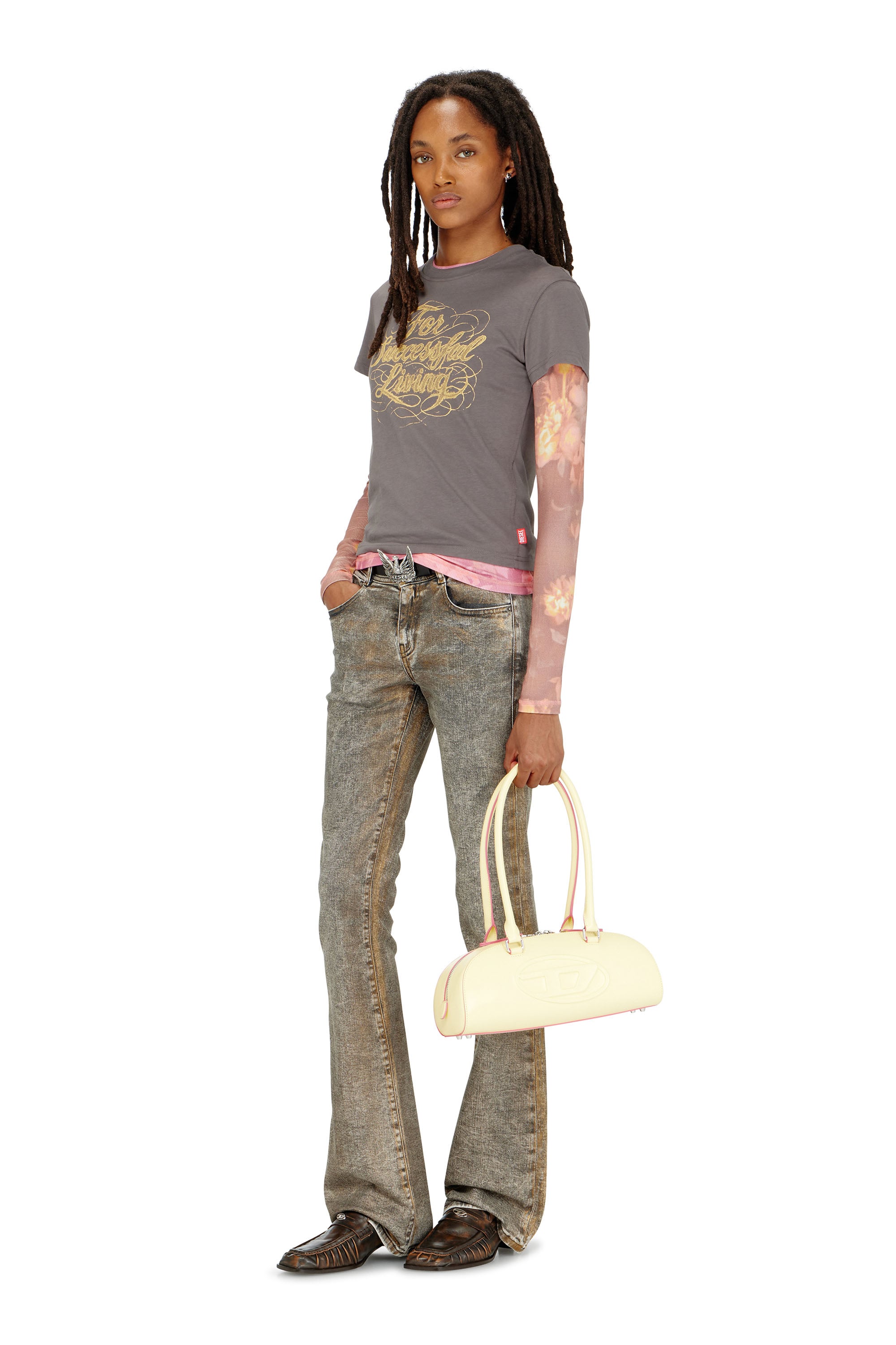 Diesel - T-ILA-AA4, T-shirt avec imprim&eacute; logo Femme in Gris - 2