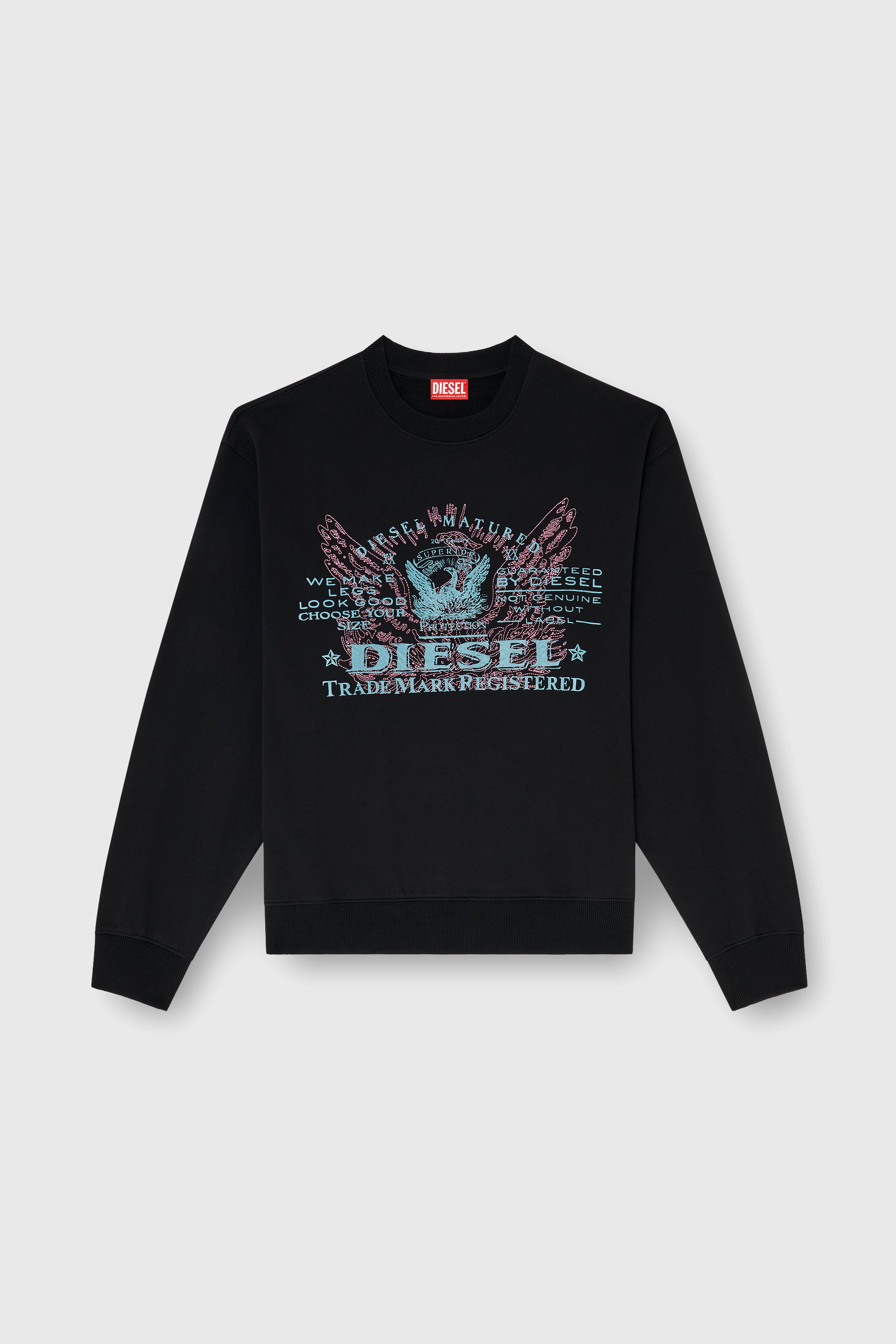 Diesel - S-LUK-R-FEN-T92, Sweat-shirt en coton avec imprim&eacute; graphique Homme in Noir - 2