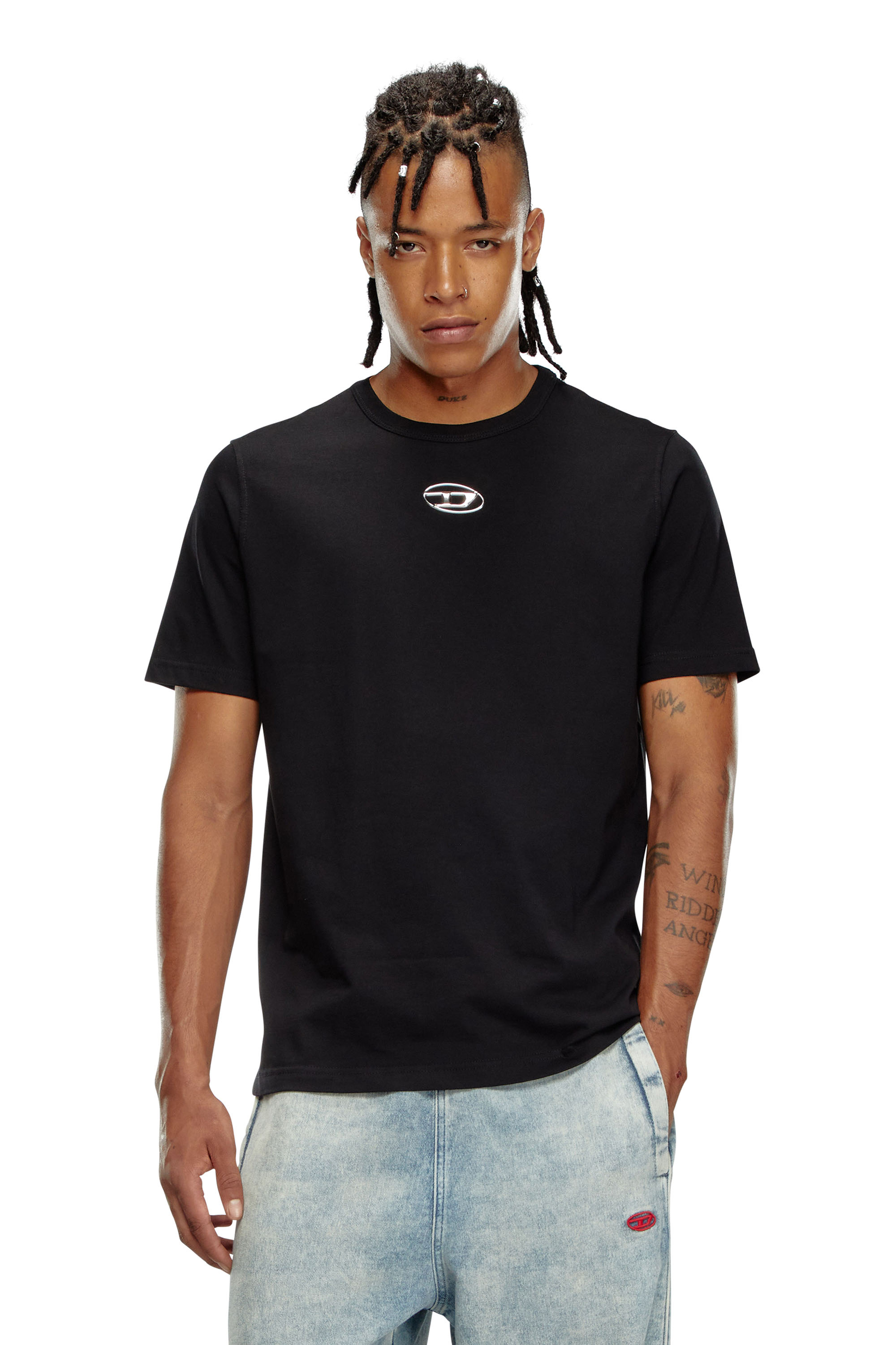 Diesel - T-ADJUST-OD, T-shirt avec logo moulé par injection Homme in Noir - 1