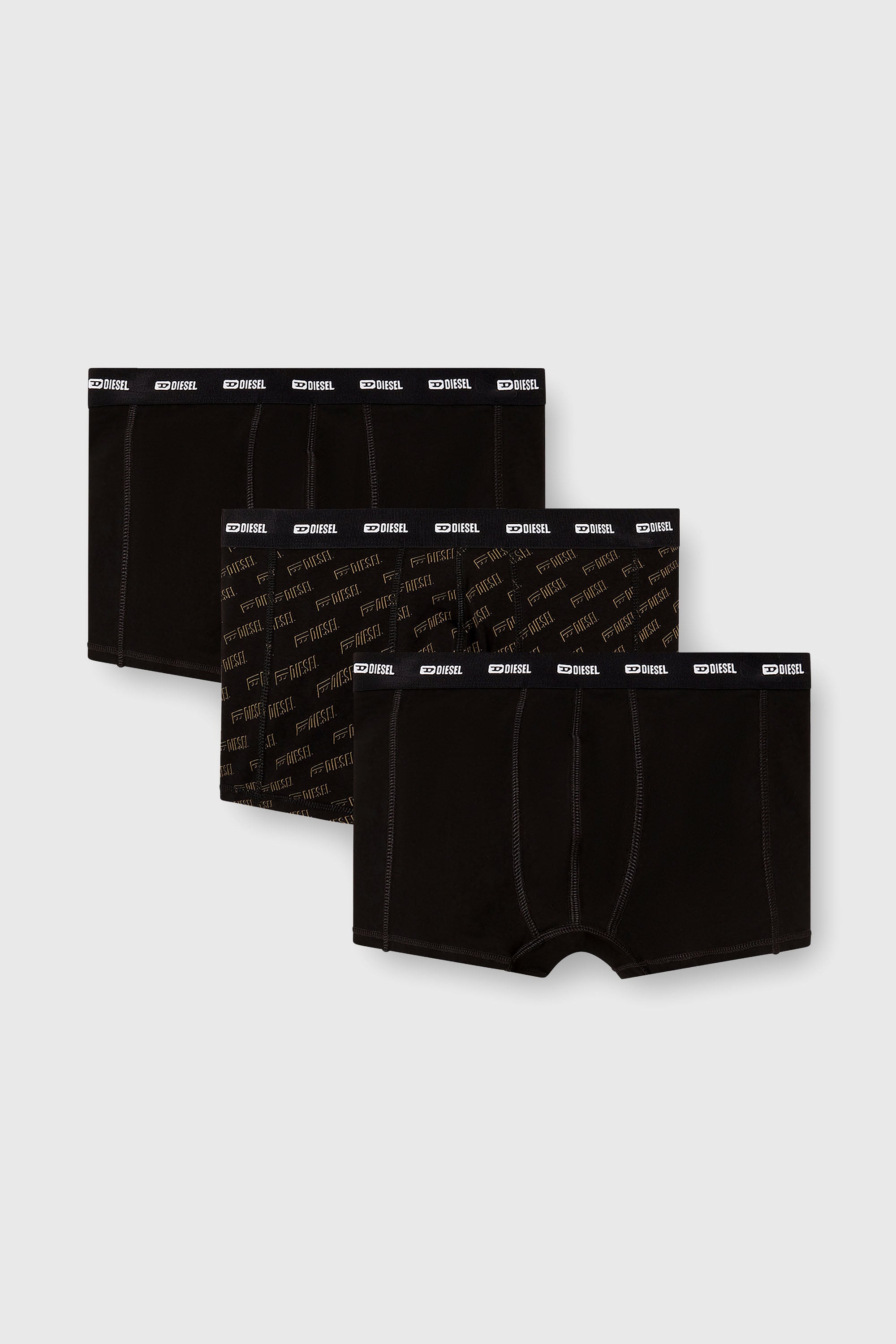 Diesel - DAMIEN-UTLT-3PACK, Lot de trois boxers avec logo stylis&eacute; Homme in Noir - 1