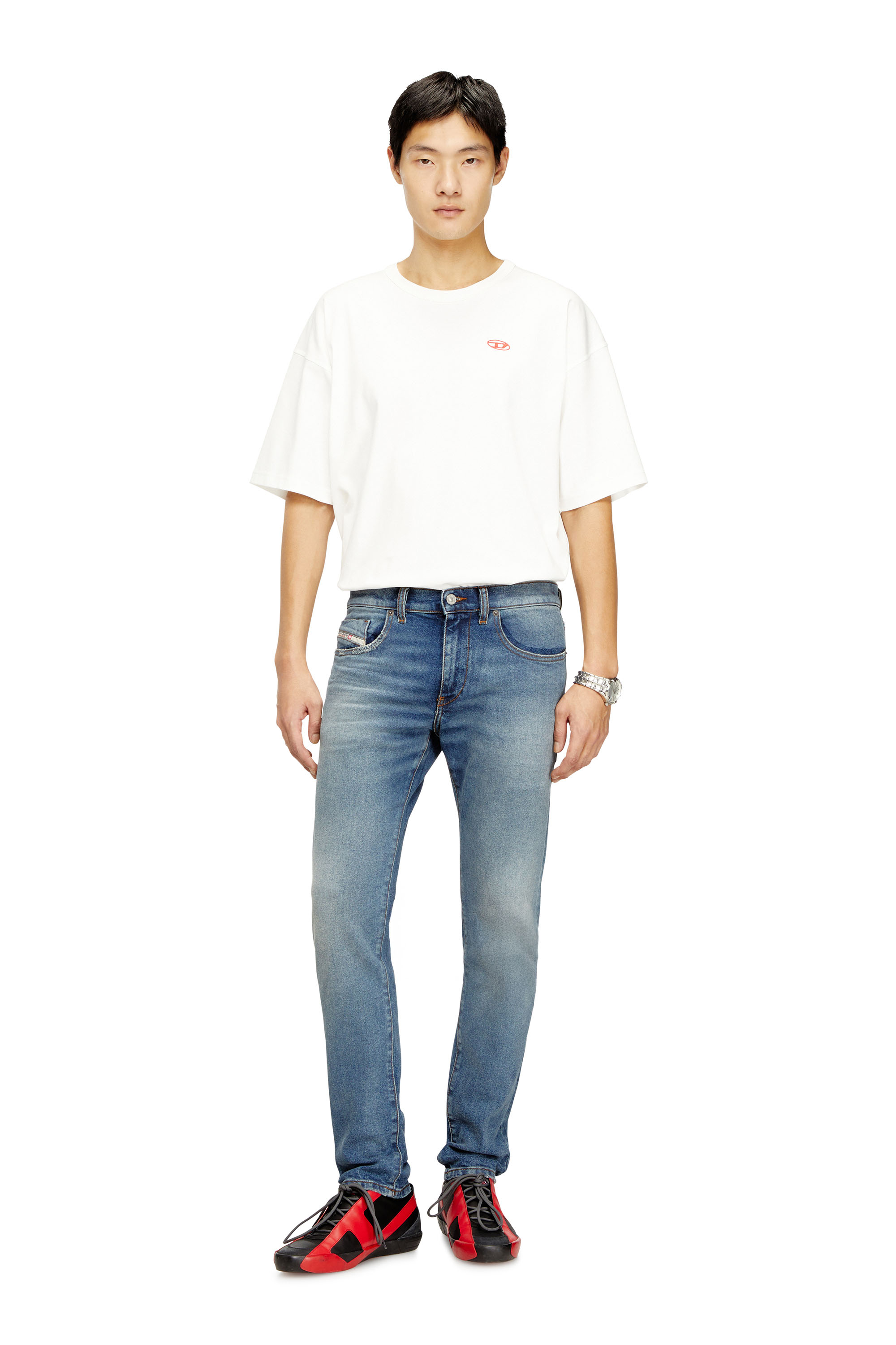 Diesel - Slim Jeans 2019 D-Strukt 0DBEF Homme, Bleu moyen - Image 2