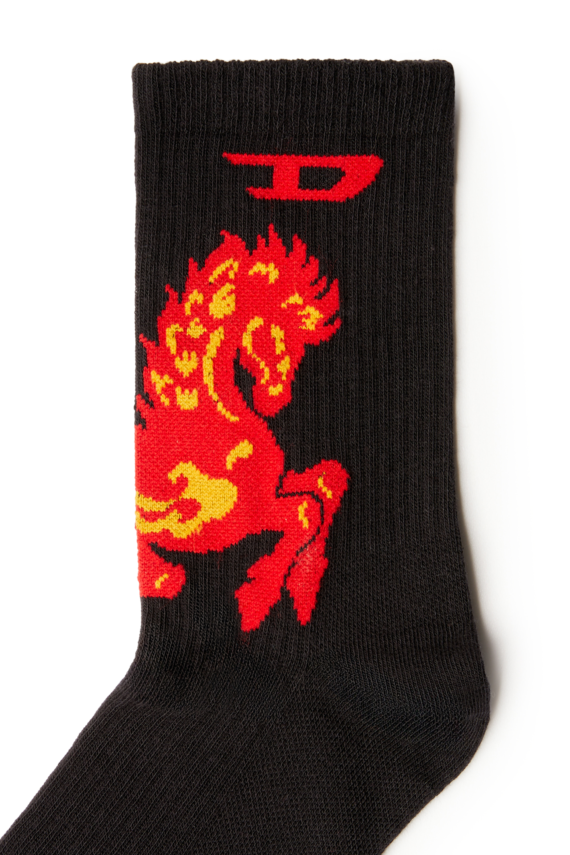 Diesel - SKM-D-TENNIS-CREW-17,5, Lot de trois paires de chaussettes en coton avec cheval et logo Homme in Noir - 2