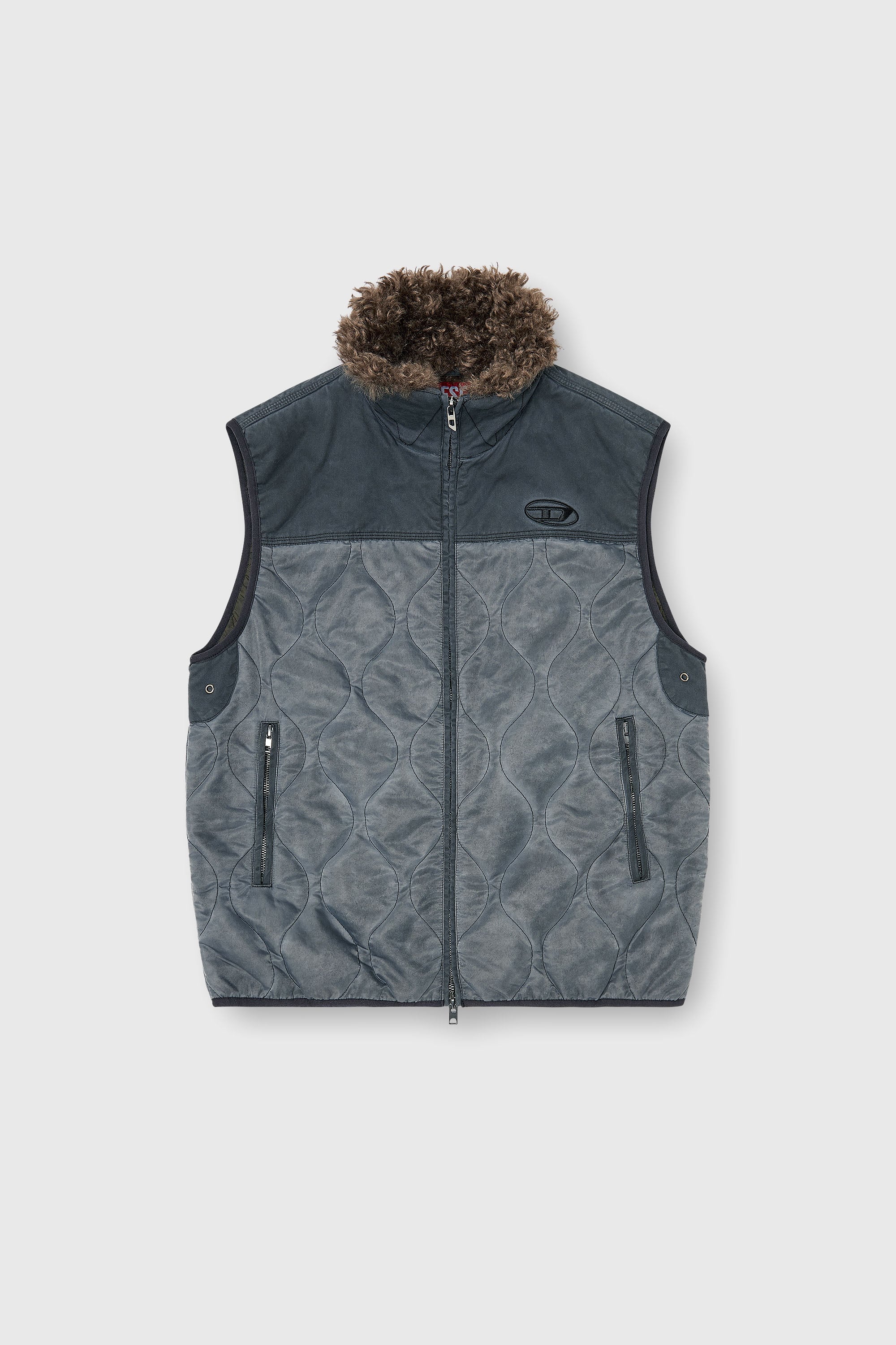 Diesel - J-ALVAR, Gilet matelass&eacute; avec col doubl&eacute; doux Homme in Gris - 2