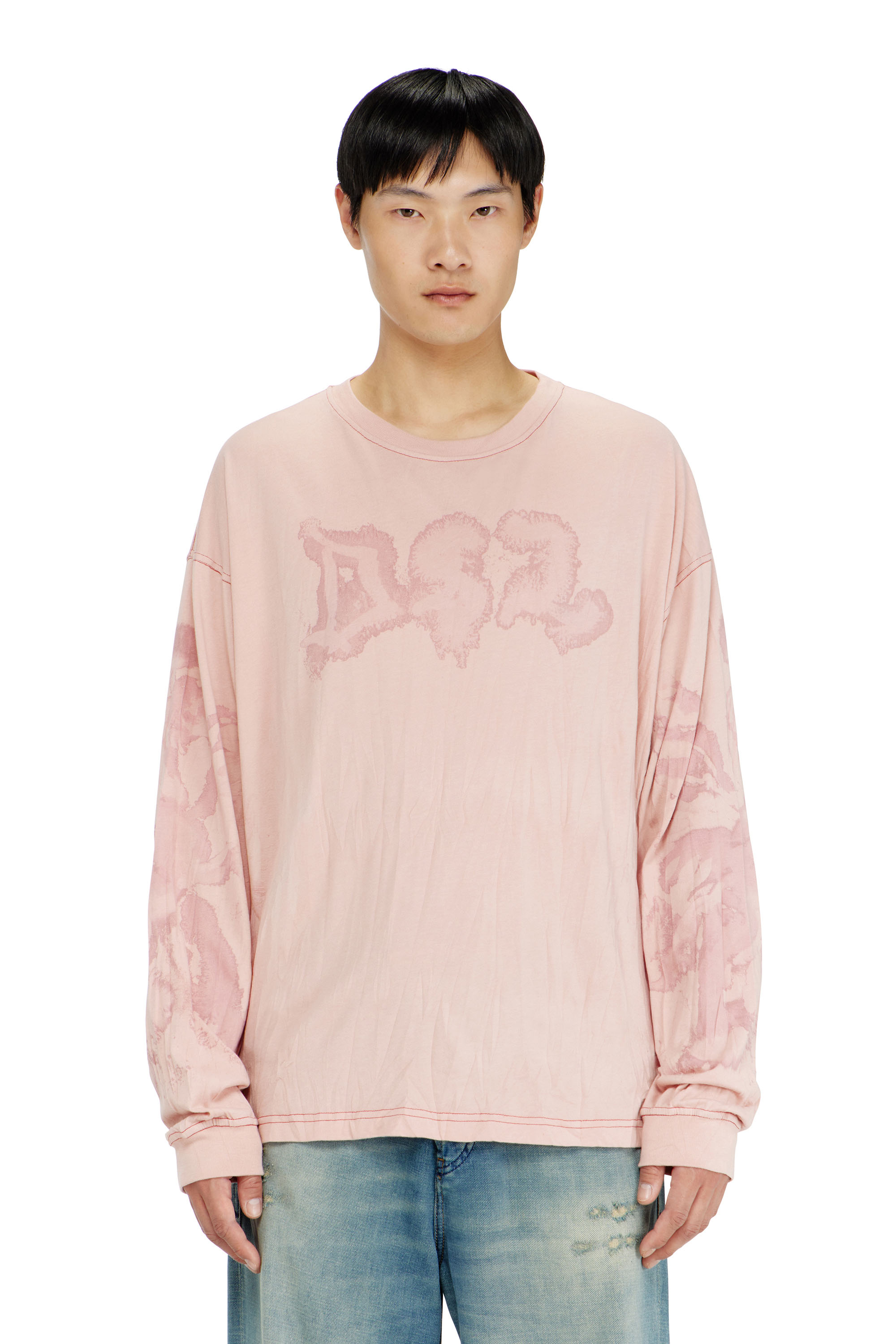 Diesel - T-BOXT-LS-AA4, T-shirt relaxed &agrave; manches longues avec imprim&eacute; tachet&eacute; Homme in ToBeDefined - 1