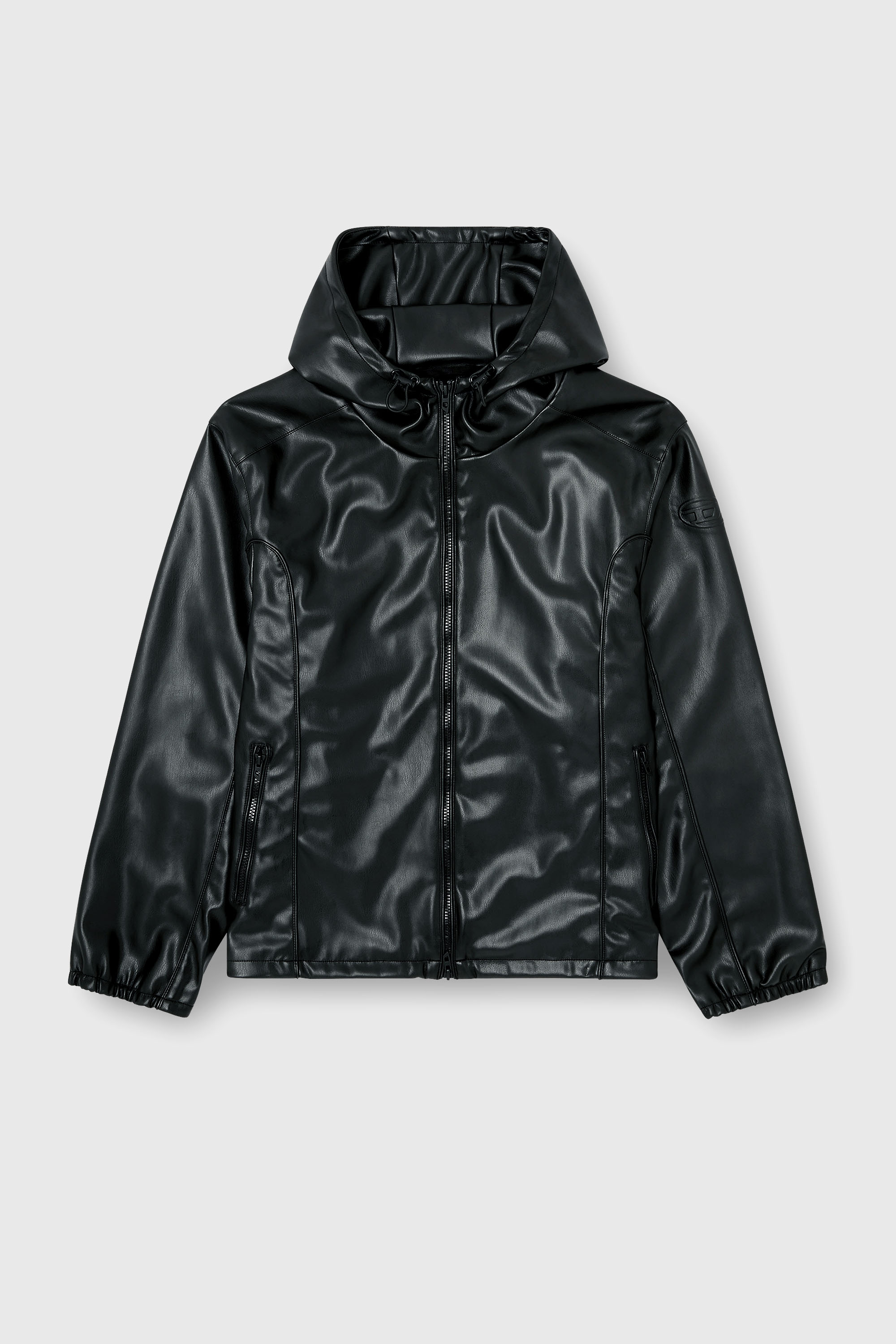 Diesel - J-HIVES-PGBX, Coupe-vent &agrave; capuche en tissu enduit Homme in Noir - 2