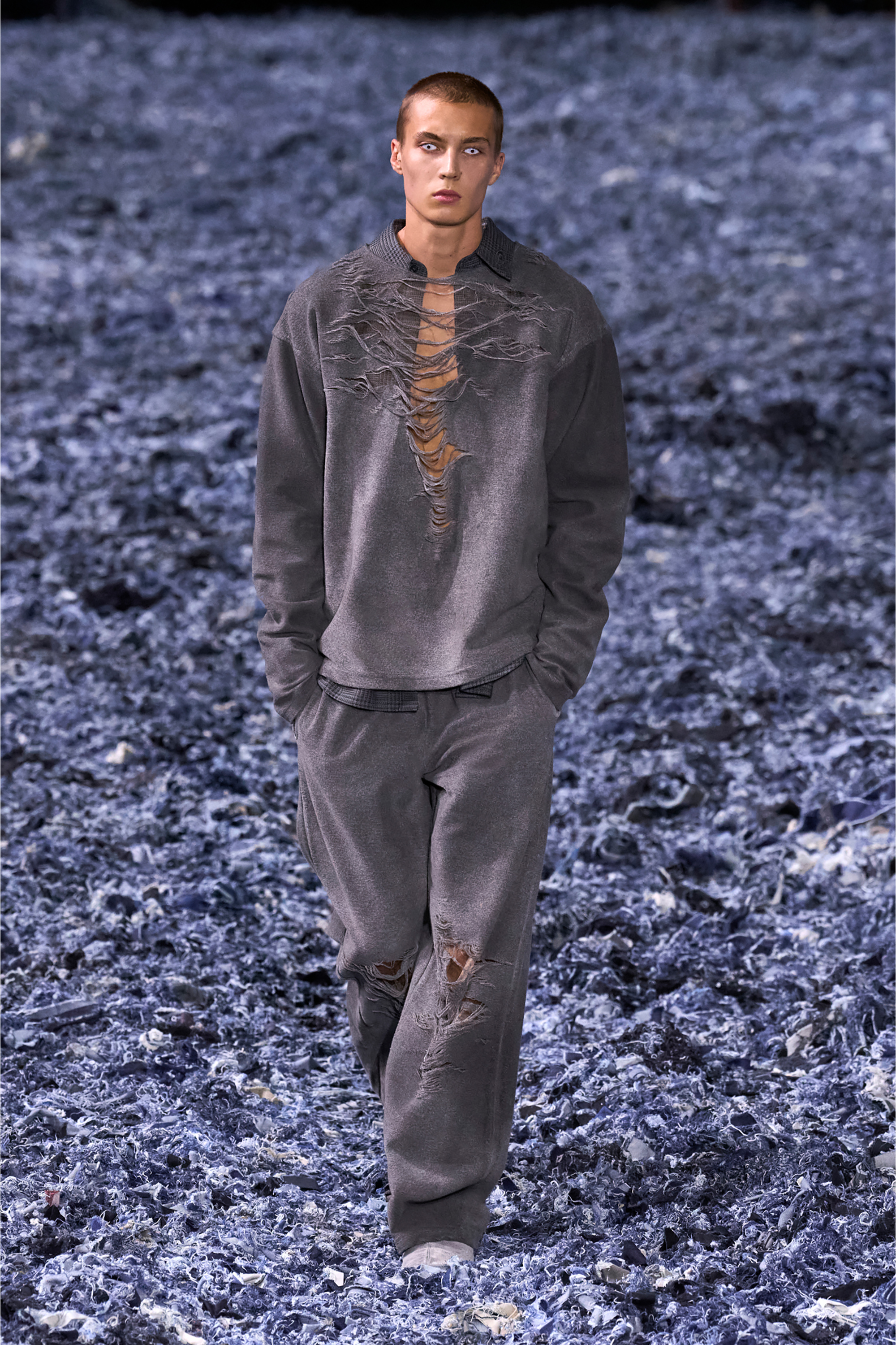 Diesel - S-RUBEN, Sweat-shirt avec effet vieilli &agrave; l'avant Homme in Gris - 5