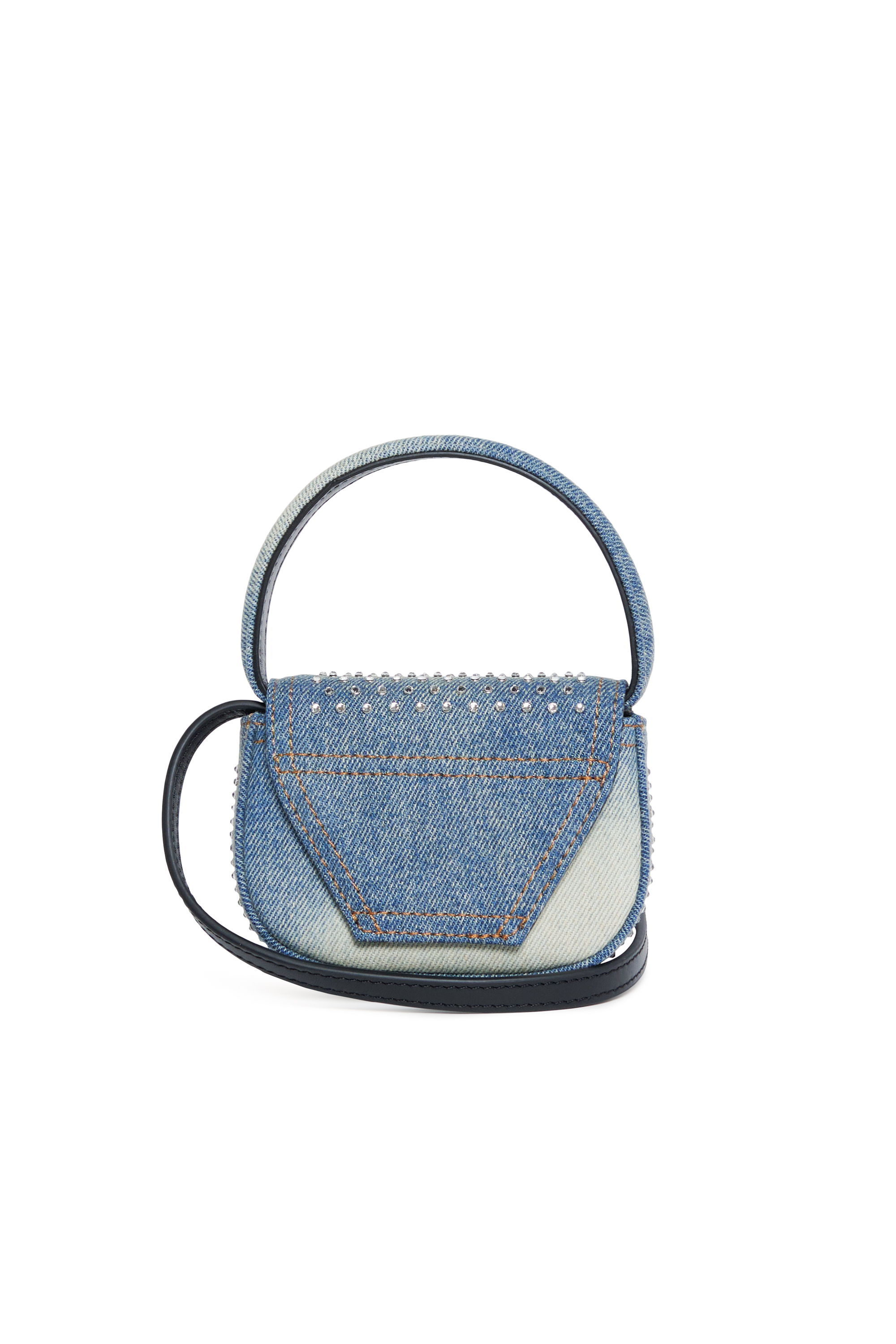 Diesel - 1DR XS, Mini sac iconique en denim et cristaux Femme in Bleu - 2