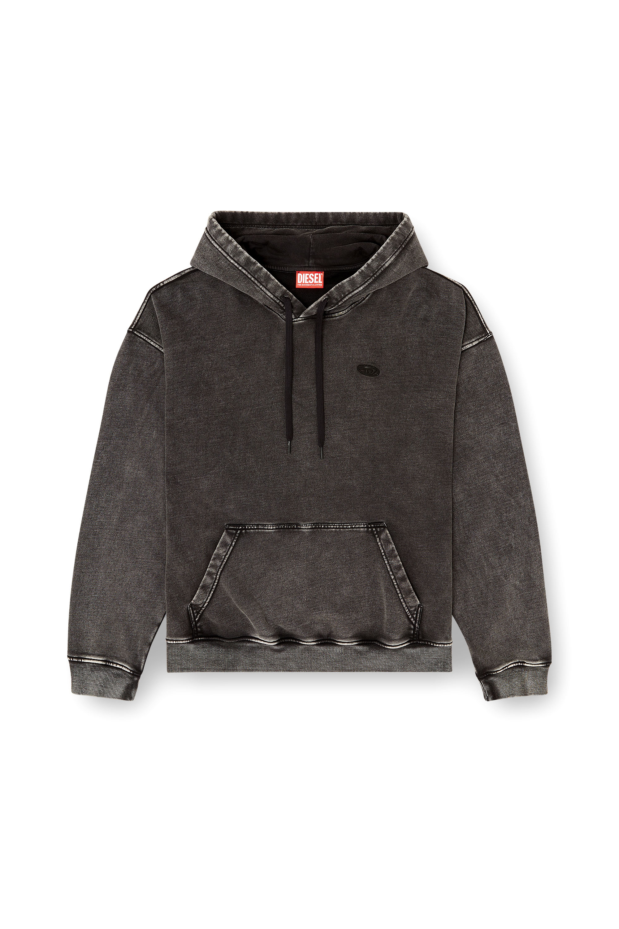 Diesel - S-BOXT-HOOD-DEN, Sweat à dos patchwork coupé brut Homme in Gris - 2