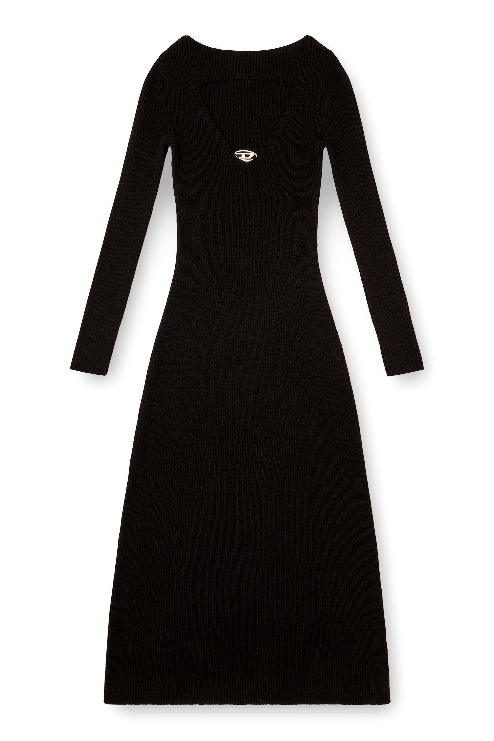Diesel - M-OLONI, Robe midi en laine avec incrustation Femme in Noir - 2